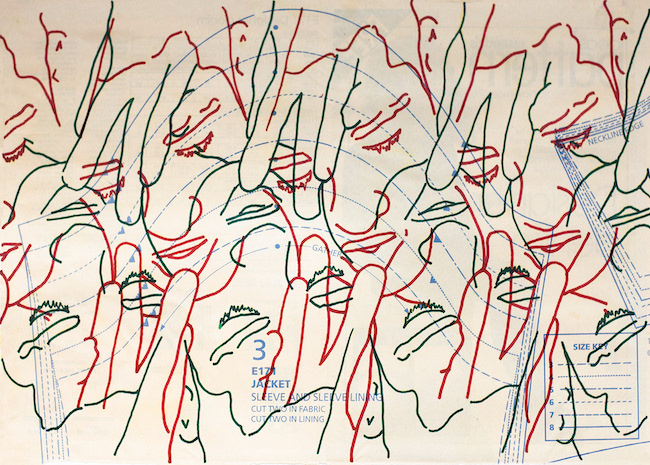 🔴   Pattern E171#3   |   2001   |   Ink on paper sewing pattern   |   39.5cm x 28cm