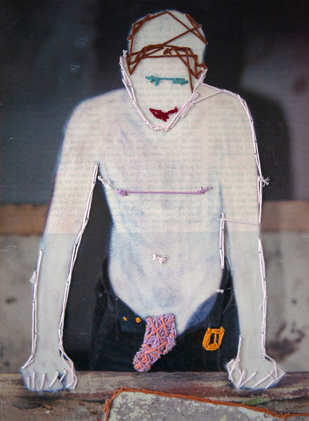 # 12 | 2020 | Embroidery on erased image from a magazine | 20cm x 27.3cm
