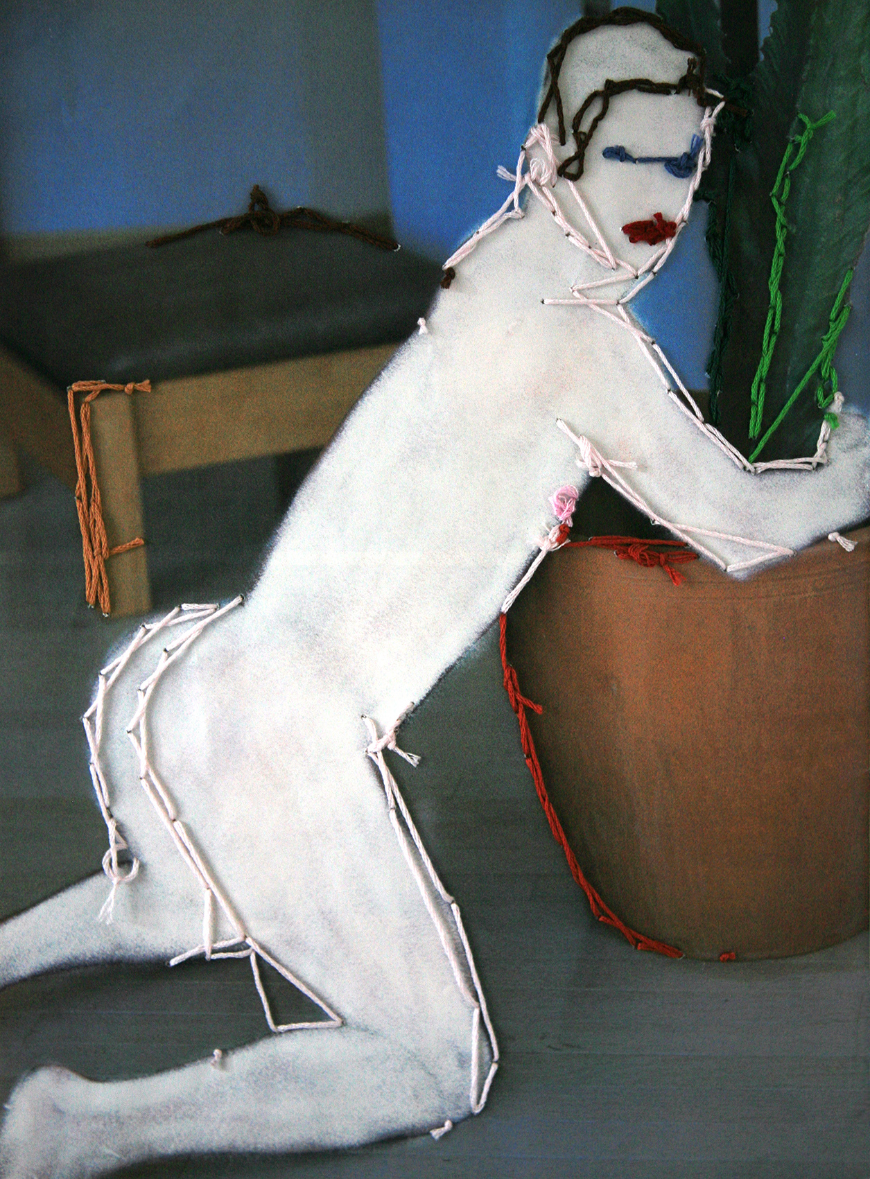 # 2 | 2020 | Embroidery on erased image from a magazine | 20.3cm x 27.5cm