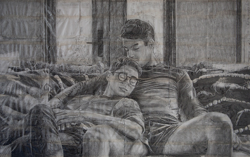 π΄ Jack and Edward | 2021 | Pencil on fag (cigarette) papers | 40cm x 25.2cm