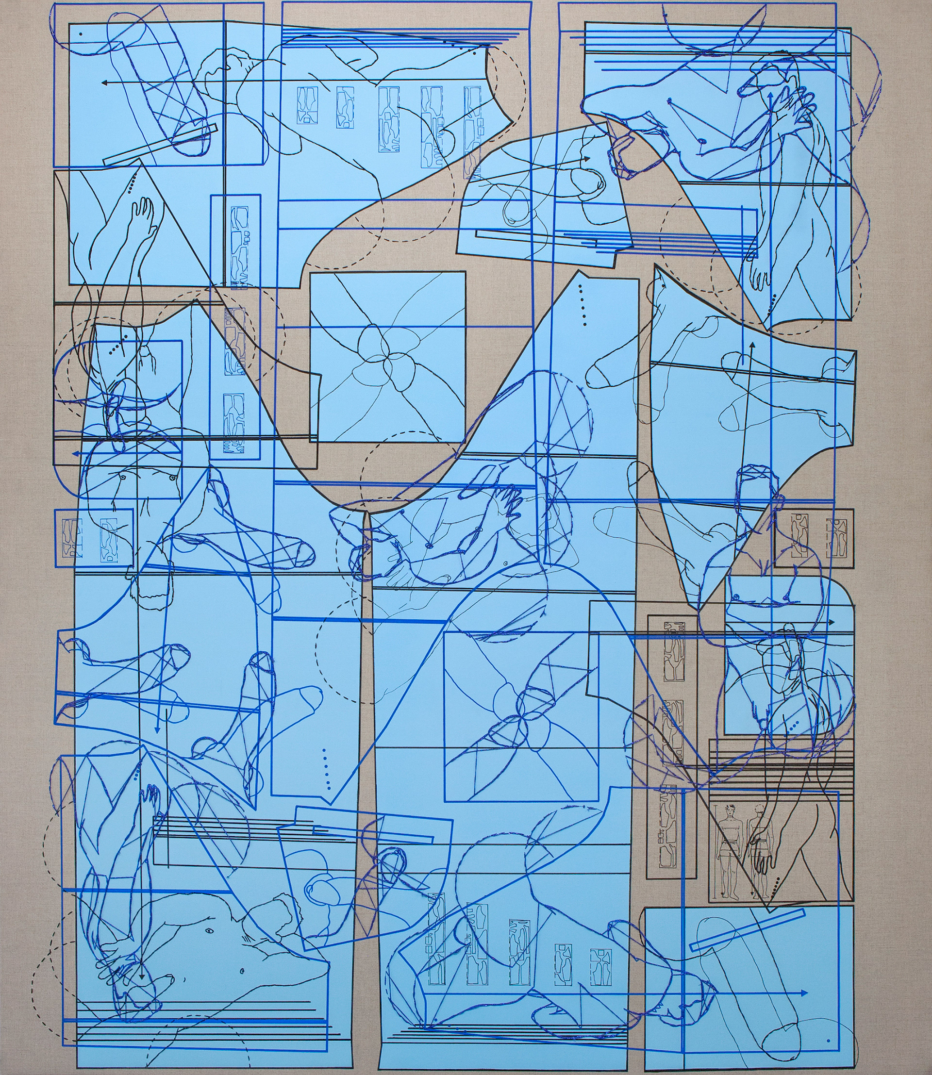 Pattern # 7142B   |   Acrylic paint and embroidery on linen   |   2021   |   150cm x 130cm