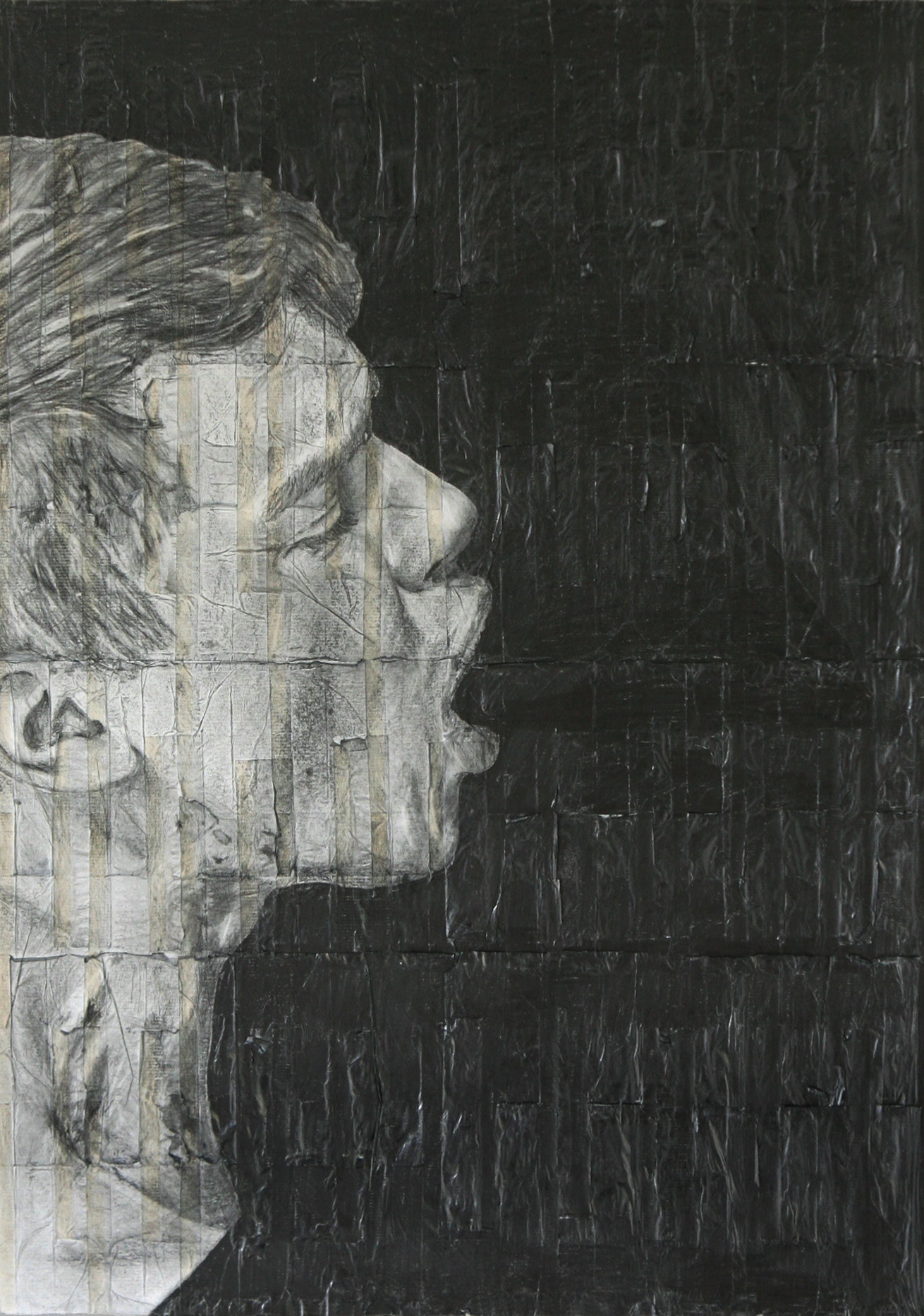 Simon and ■■■■■ | 2020 | Pencil on fag (cigarette) papers | 29.5cm x 42cm