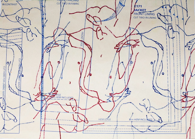 Pattern E171#2   |    2001   |   Ink on paper sewing pattern   |   39.5cm x 28cm