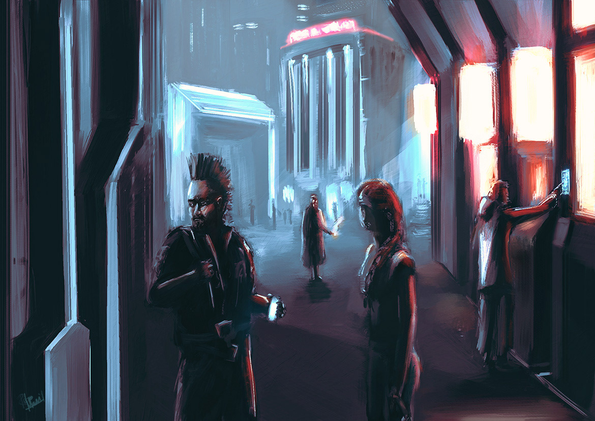 Downtown Street Alley. Painted in Rebelle 4.