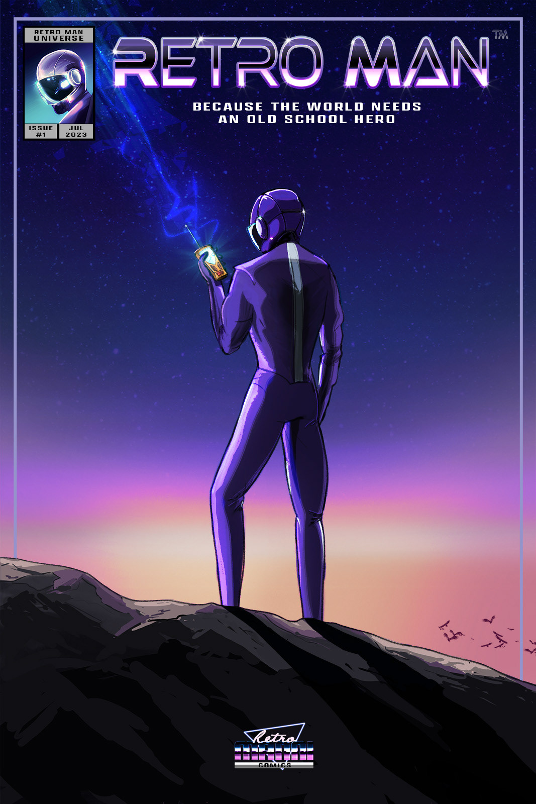 Cover art for the first issue of Retro Man. Designed and painted in Photoshop.