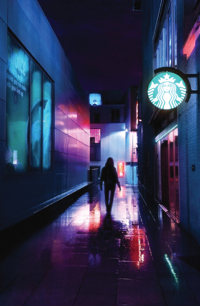 Neon Omen. Photography and collage. Created in Photoshop.