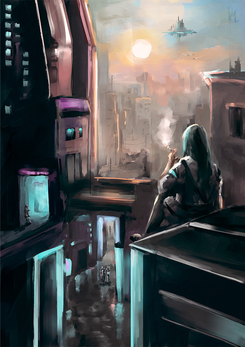 Rooftop. Painted in Rebelle 4.