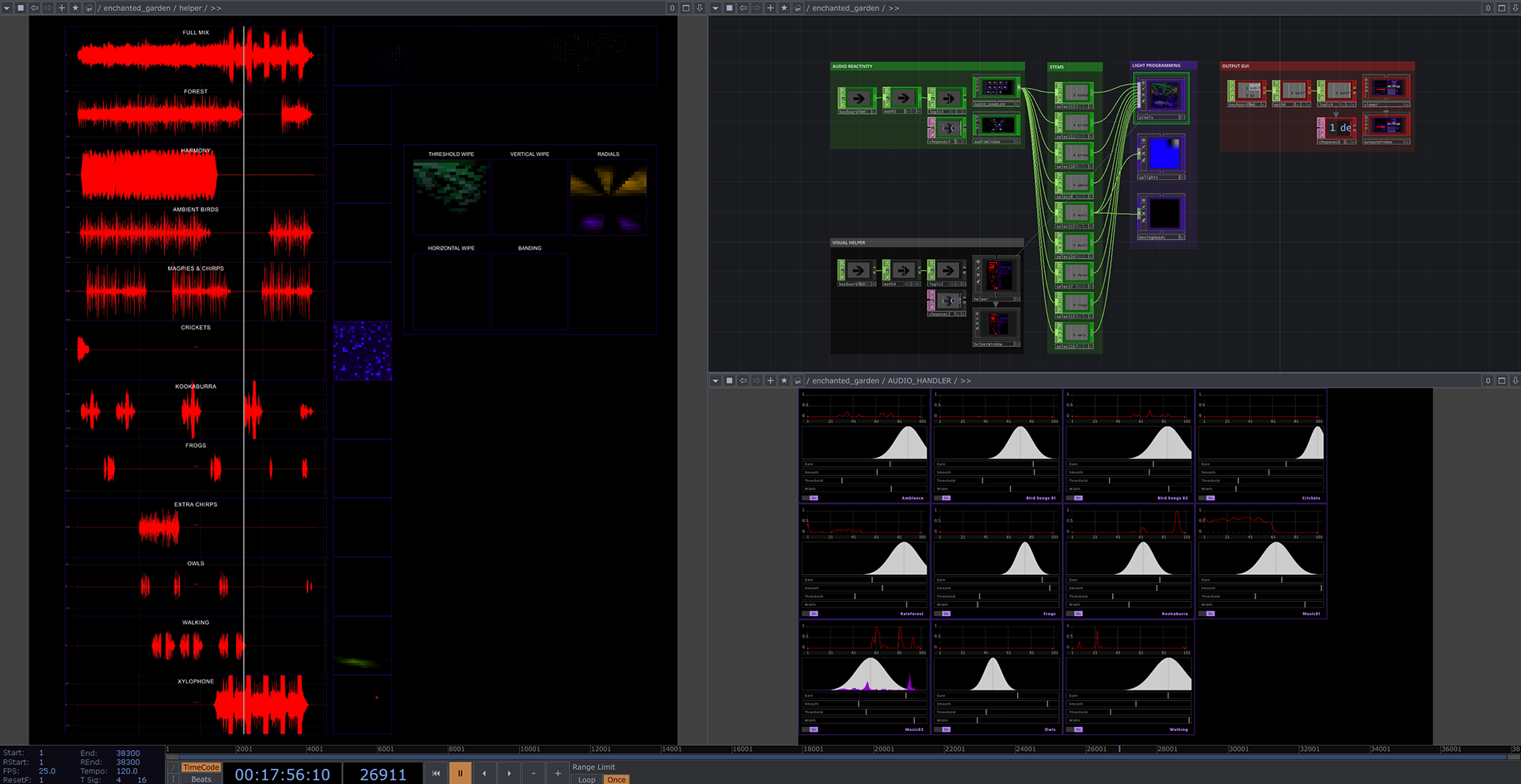Audio Reactive Touchdesigner Network with GUI interface