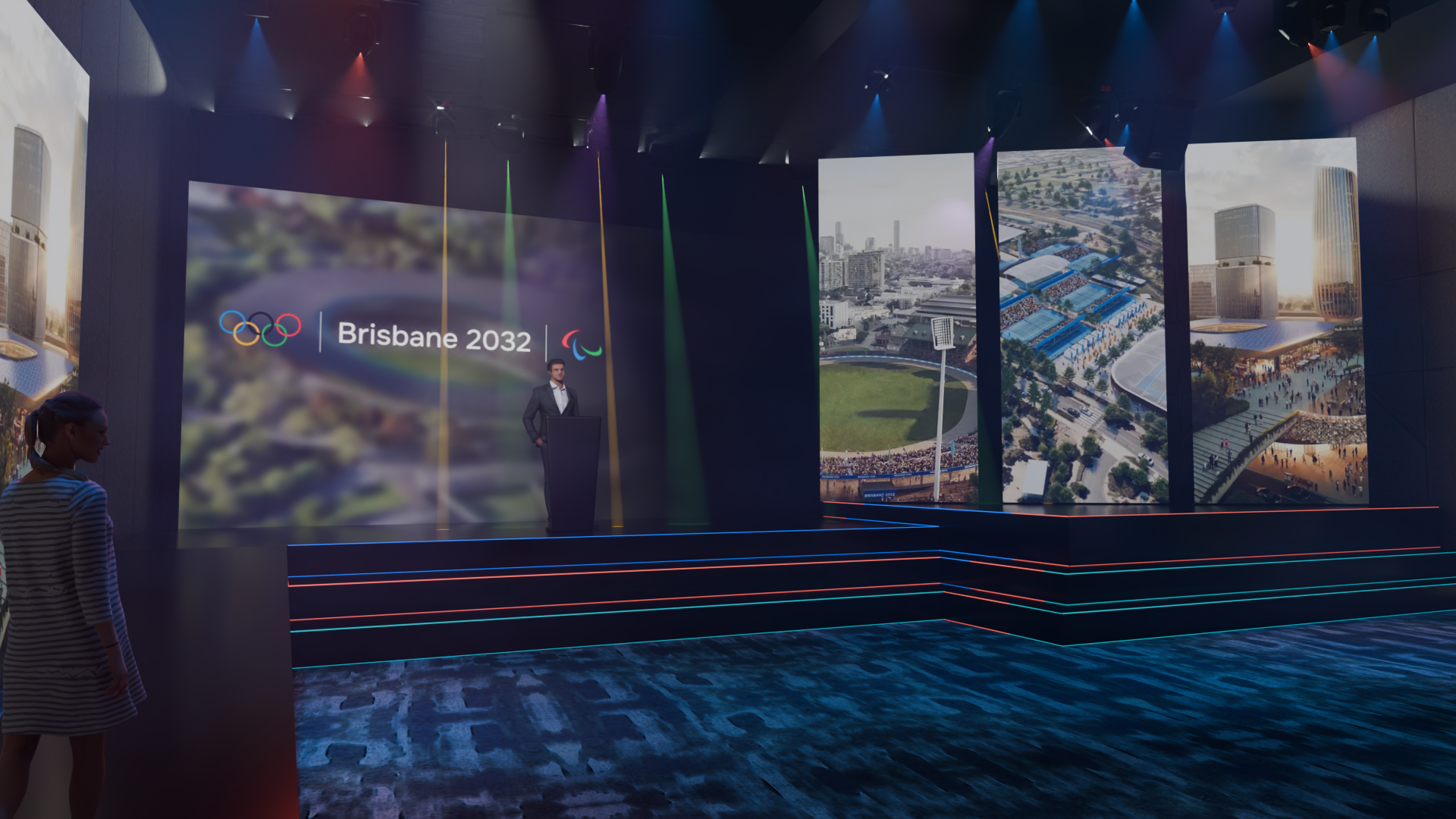Show pre-visualization - Concept for LED, Lasers and Projection Brisbane Olympics