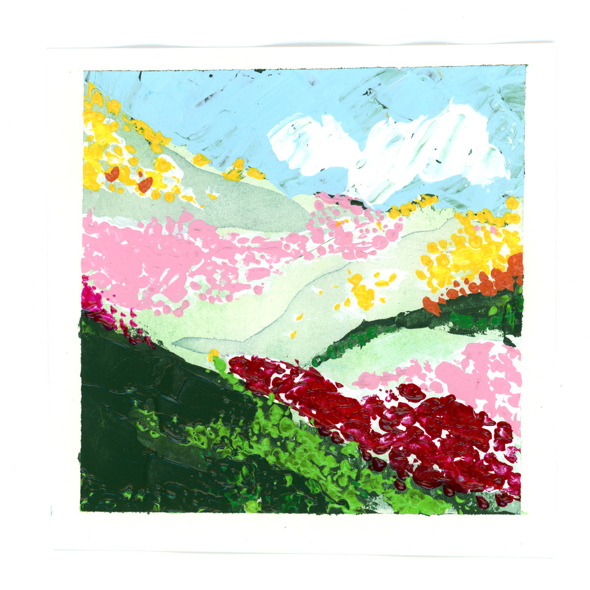 Bloemen landschapje #5 | 15x15 cm | Acryl | €15