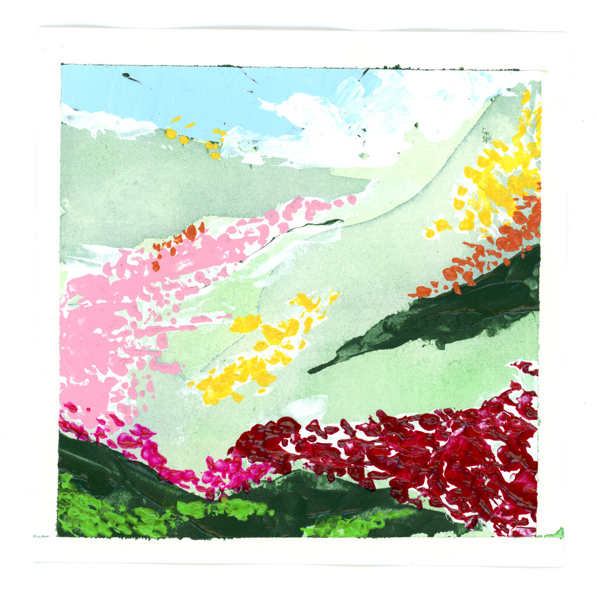 Bloemen landschapje #3 | 15x15 cm | Acryl | €15