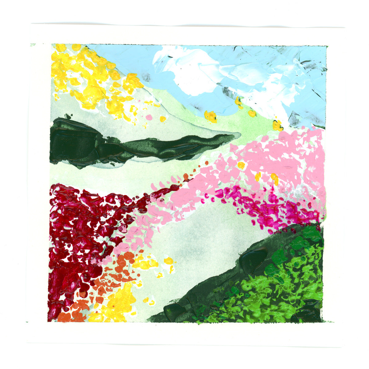 Bloemen landschapje #4 | 15x15 cm | Acryl | €15