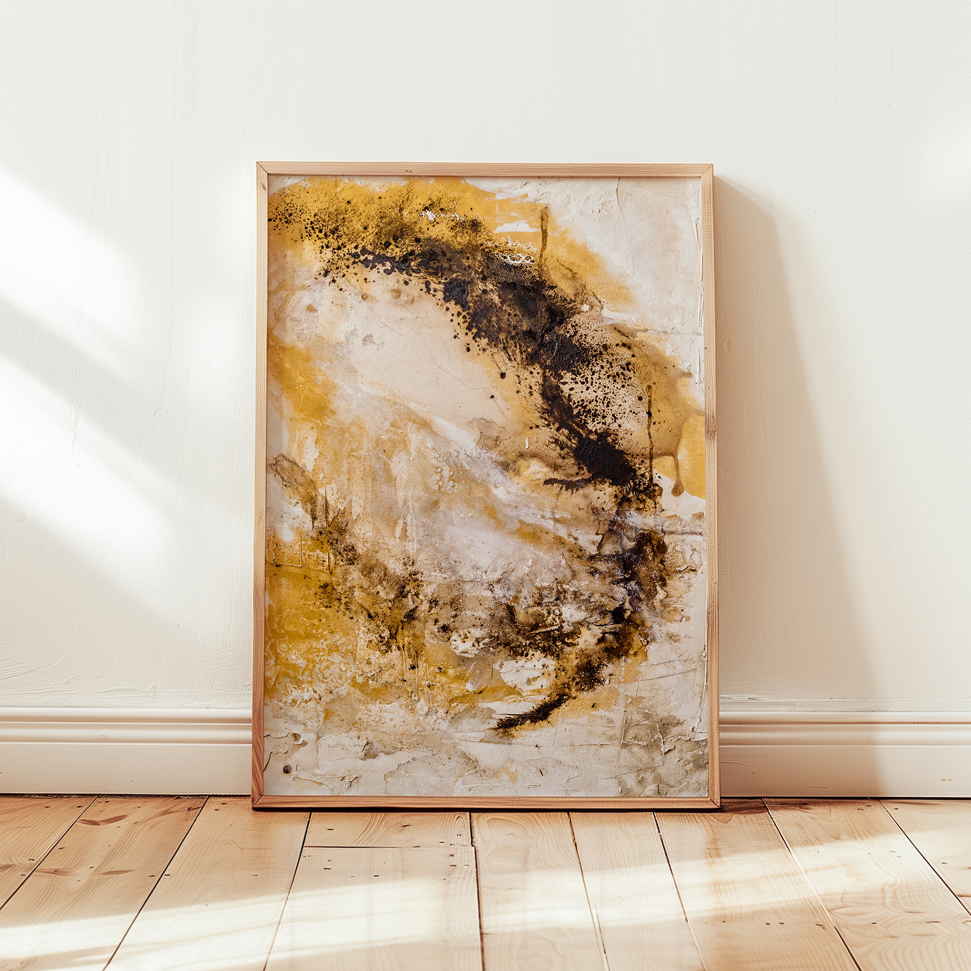 Aangespoeld | 50x70cm | natuurpigment, texels zand, acryl | incl lijst |