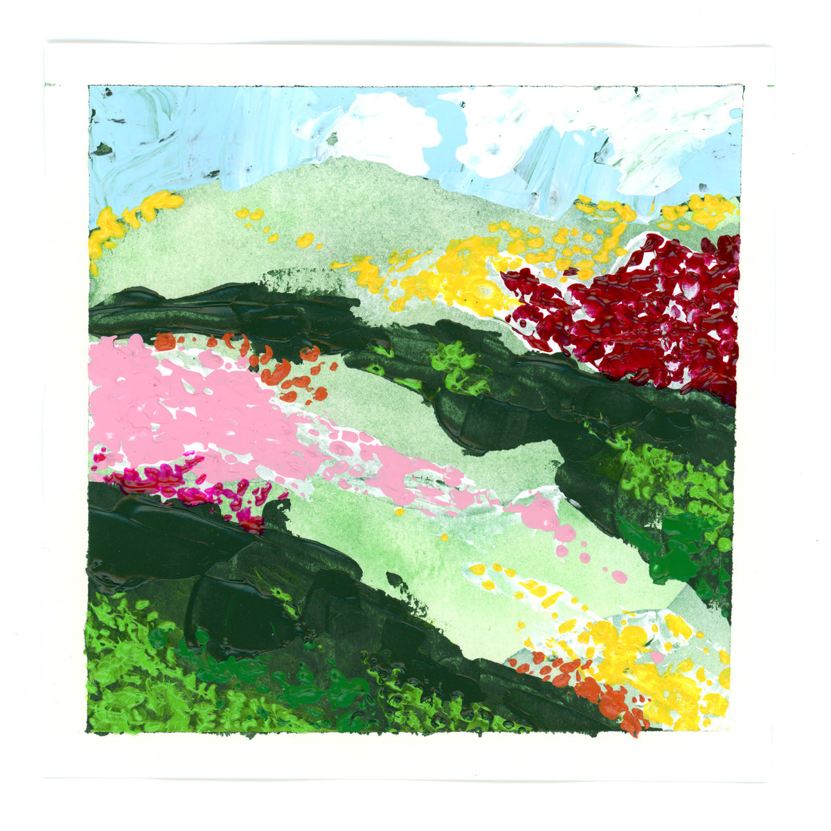 Bloemen landschapje #2 | 15x15 cm | Acryl | €15