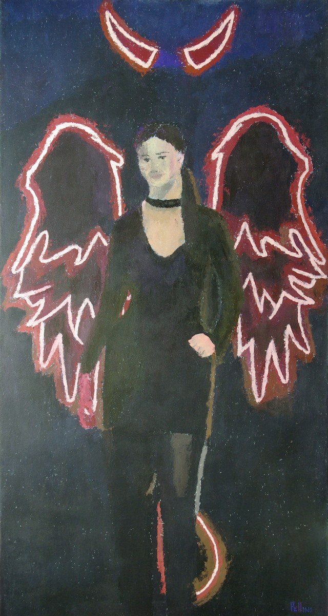 Red horns, 2023, acrylic on canvas, cm 119 × 63