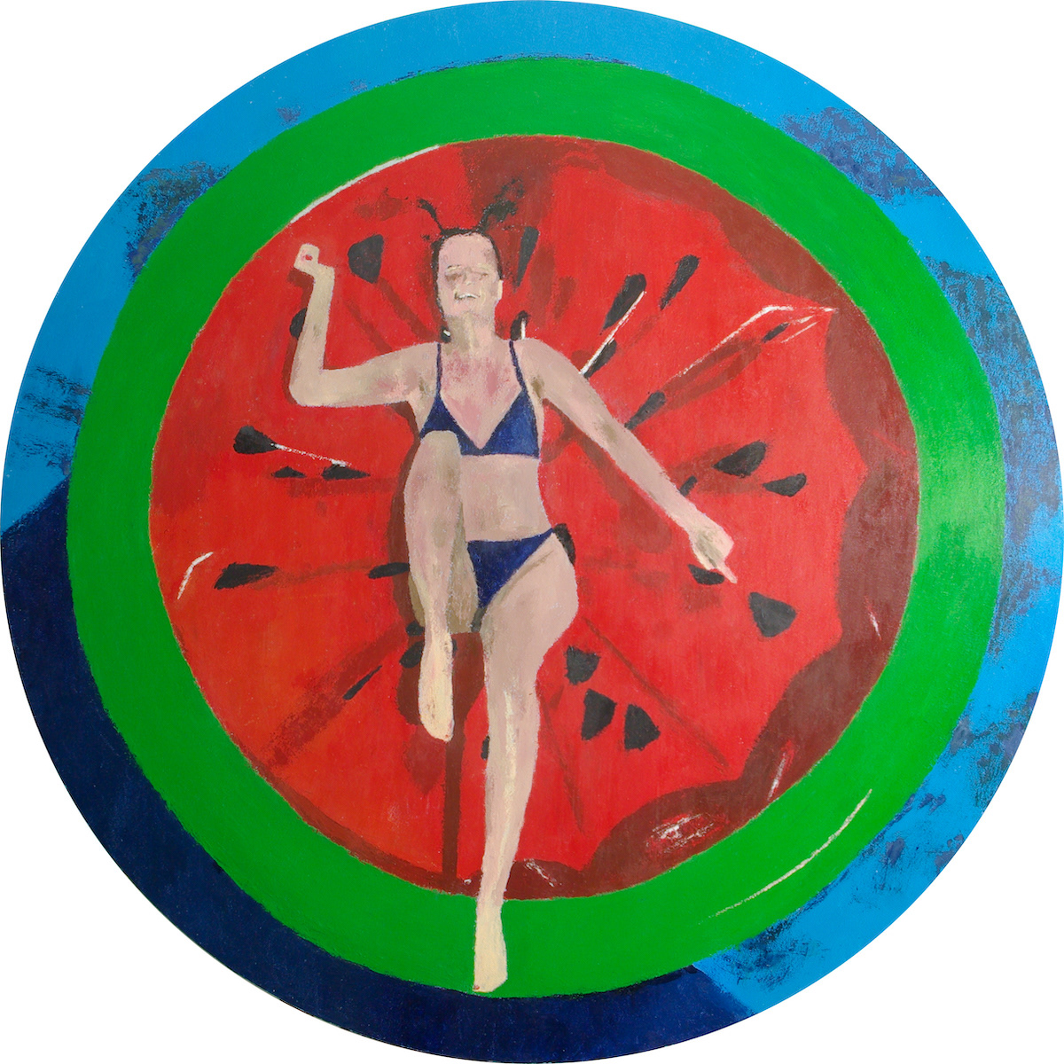 Inflatable watermelon, 2023, acrylic on canvas, diameter cm 100