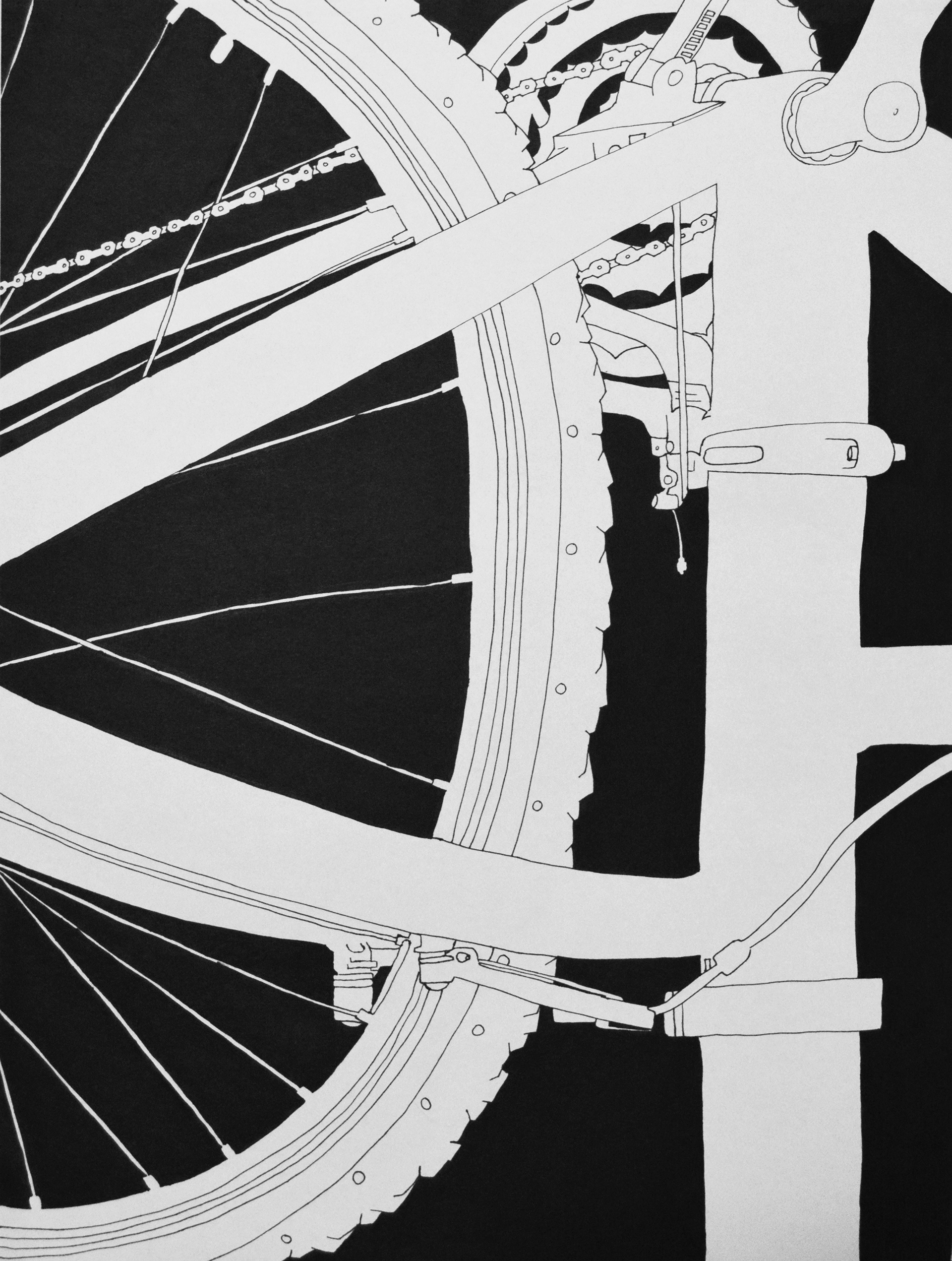 Old Bike ; 18x24" Sharpie marker on strathmore drawing paper (2018)