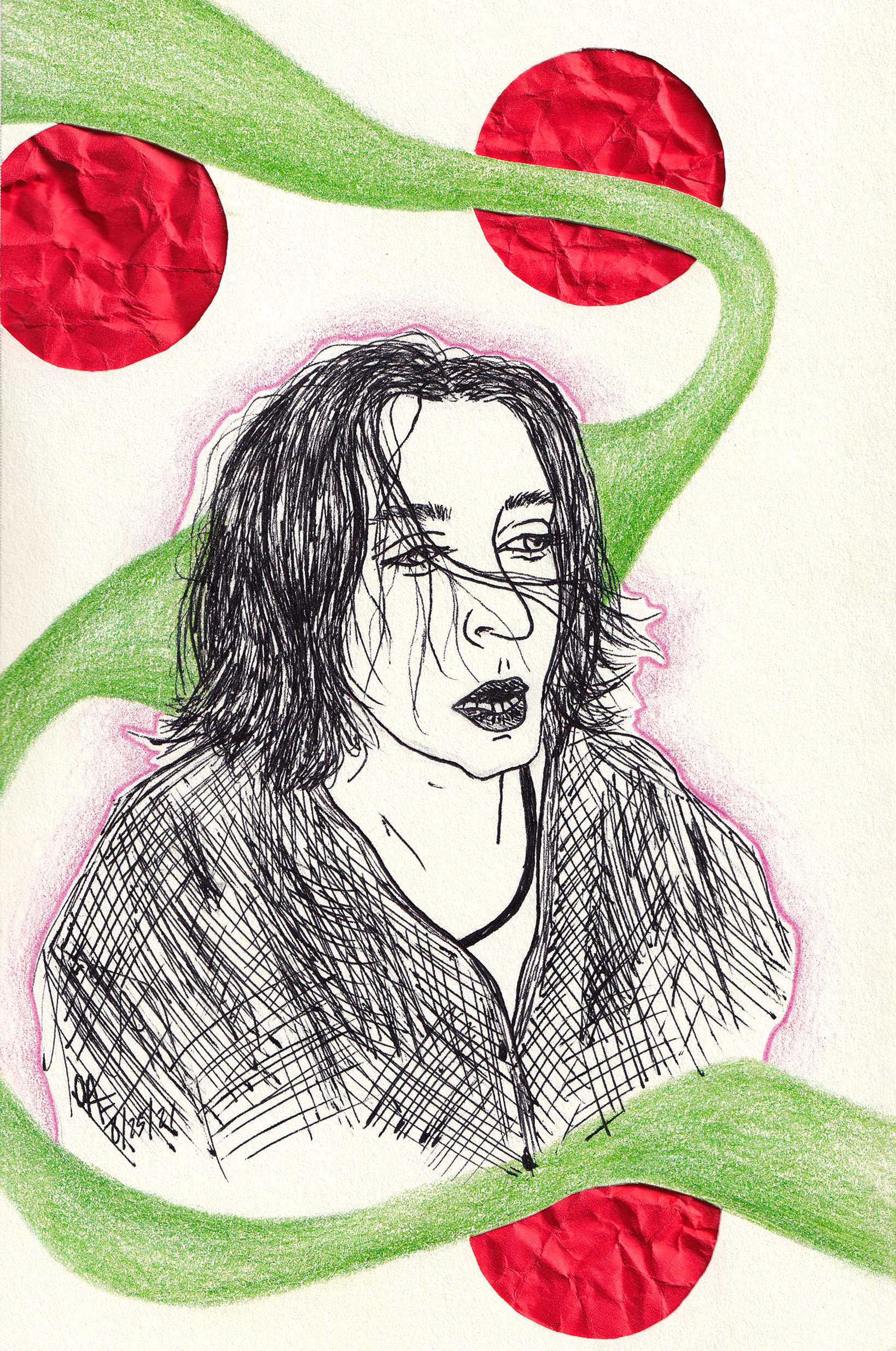Haley Blais ; G-2 Gel pen, crayola colored pencils, construction paper on sketchbook paper, 9x12" (2021)