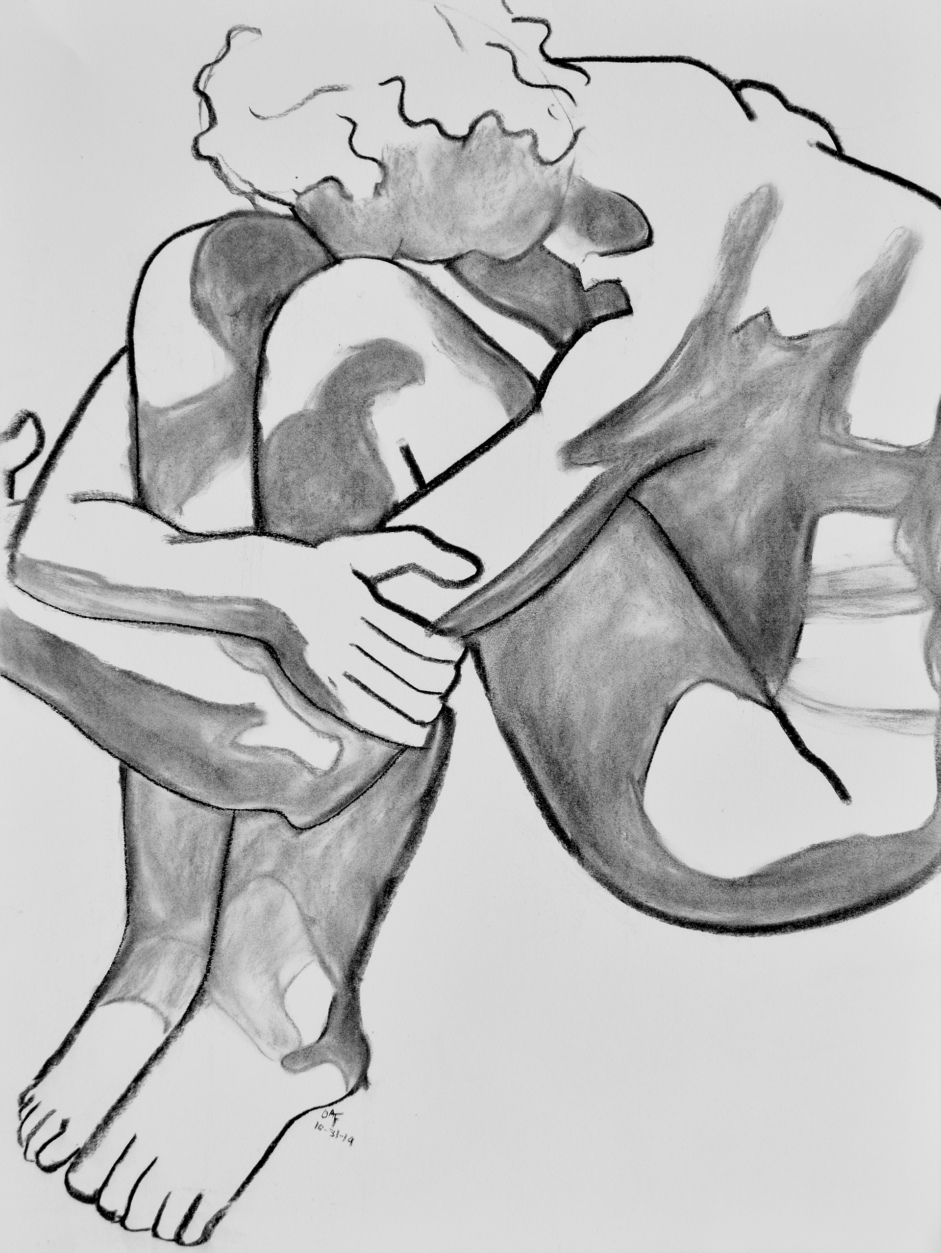 At the End of the Day ; 18x24" vine charcoal on strathmore drawing paper (2019)
