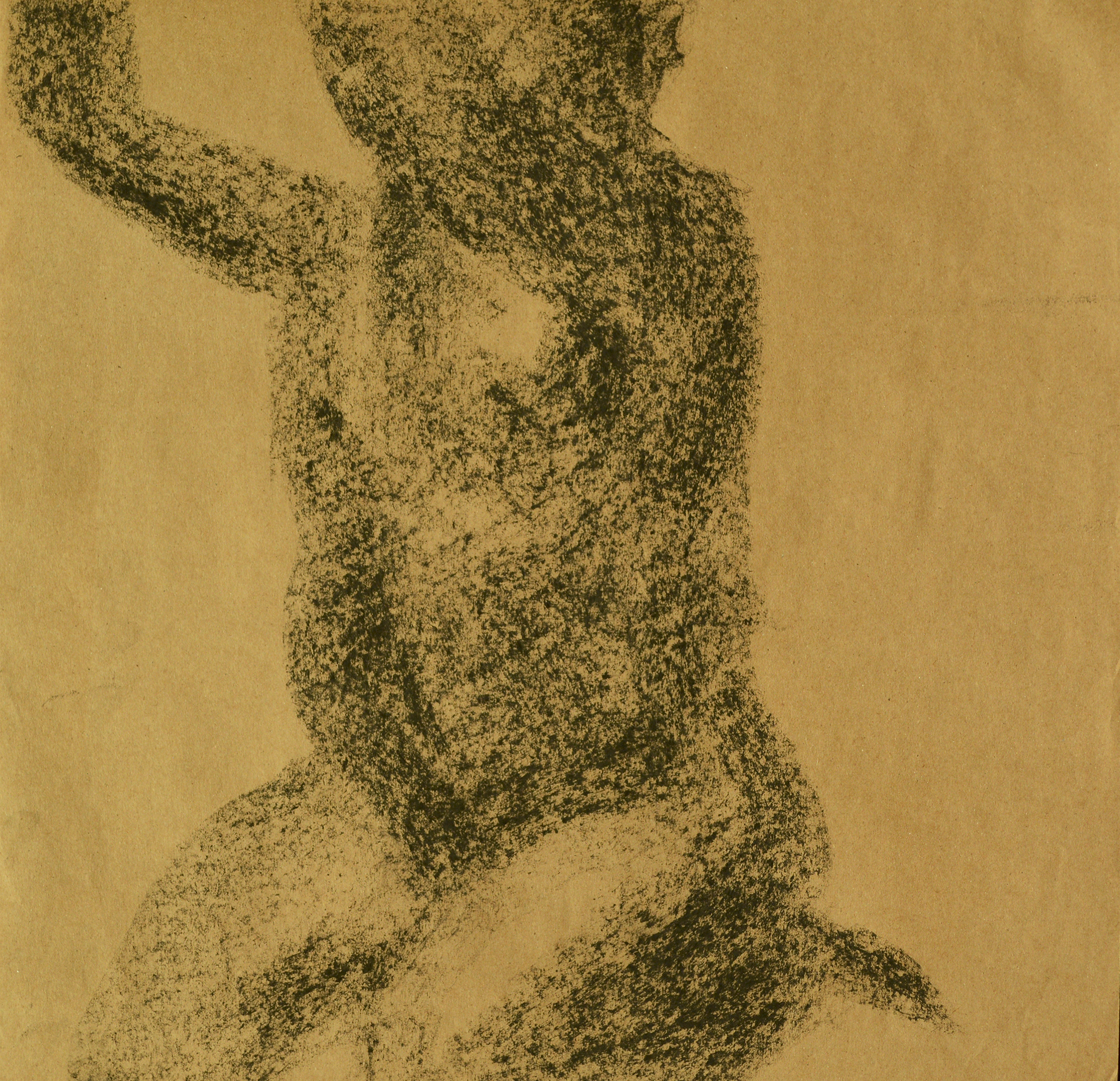 Arms Wide Open ; 18x19" charcoal on brown kraft paper (2019)