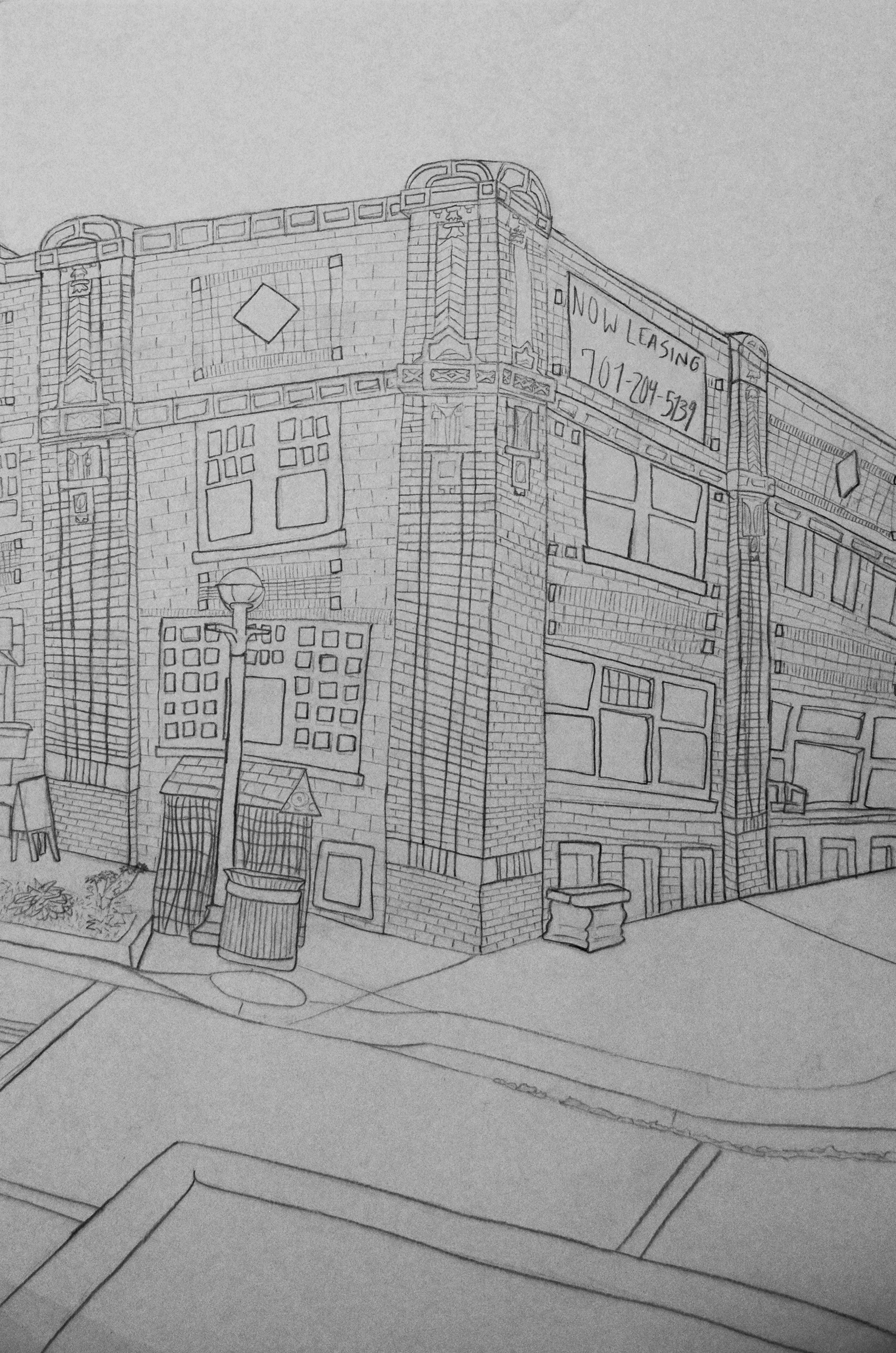 222 N 4th st. #202 ; 18x24" graphite on strathmore drawing paper (2018)