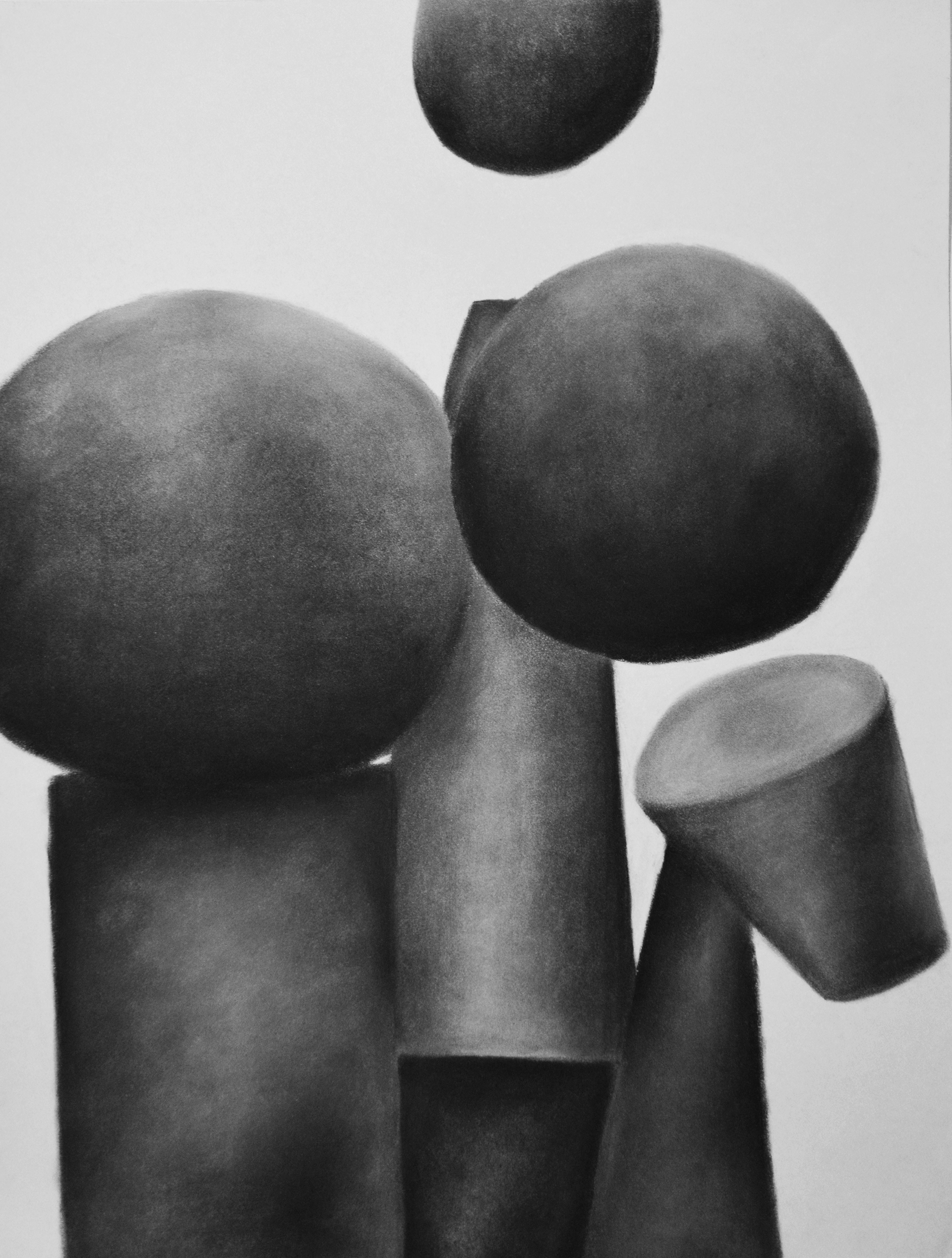 Shapes in Space 2 ; 18x24" charcoal on strathmore drawing paper (2018)
