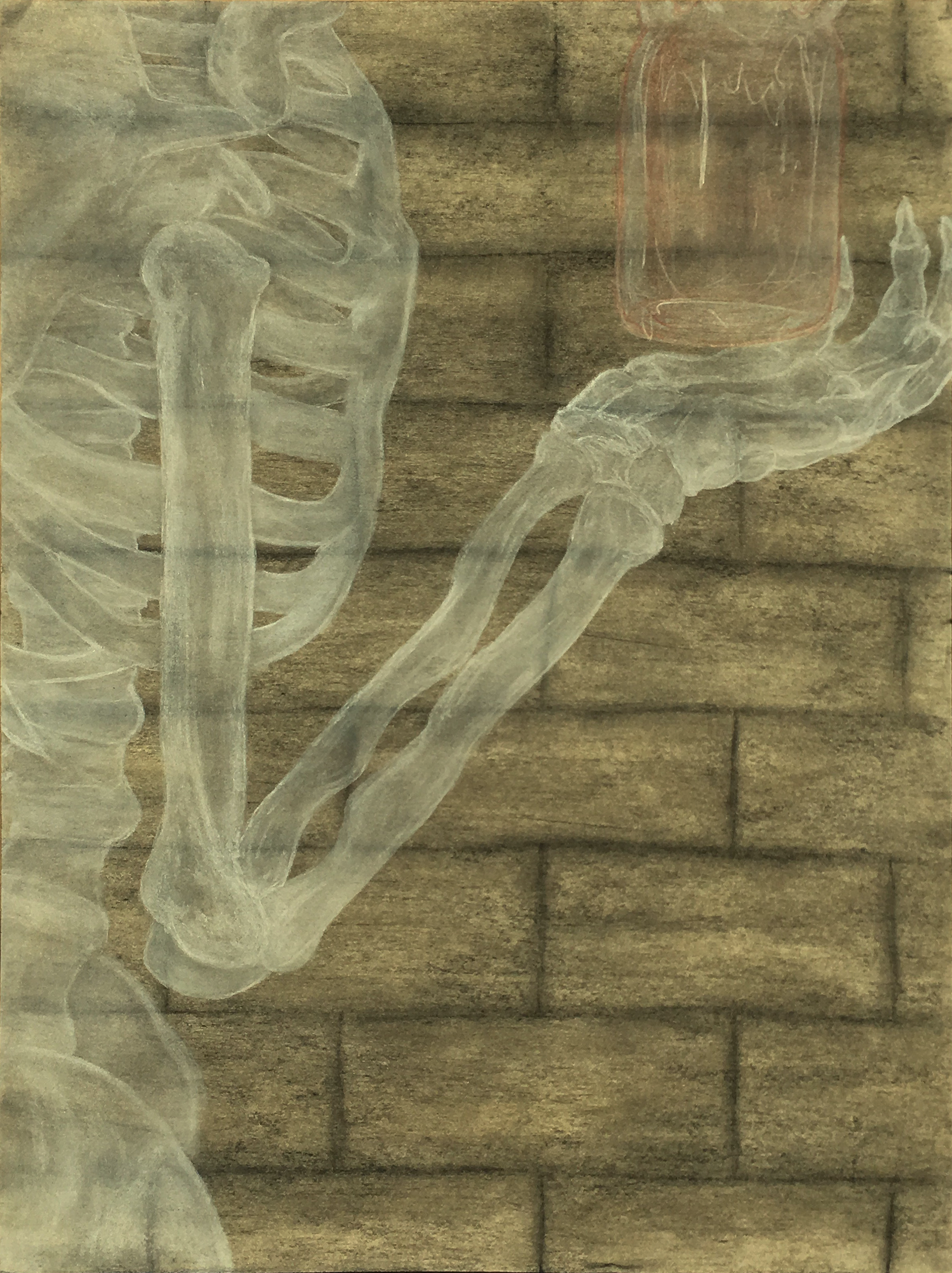 Grasping ; 18x24" conte crayon on strathmore drawing paper (2019)