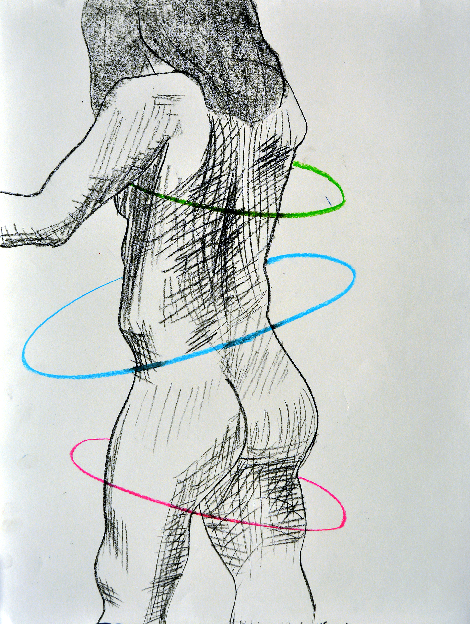 Ring Around the REDACTED ; 18x24" charcoal and chalk pastel on strathmore drawing paper (2019)