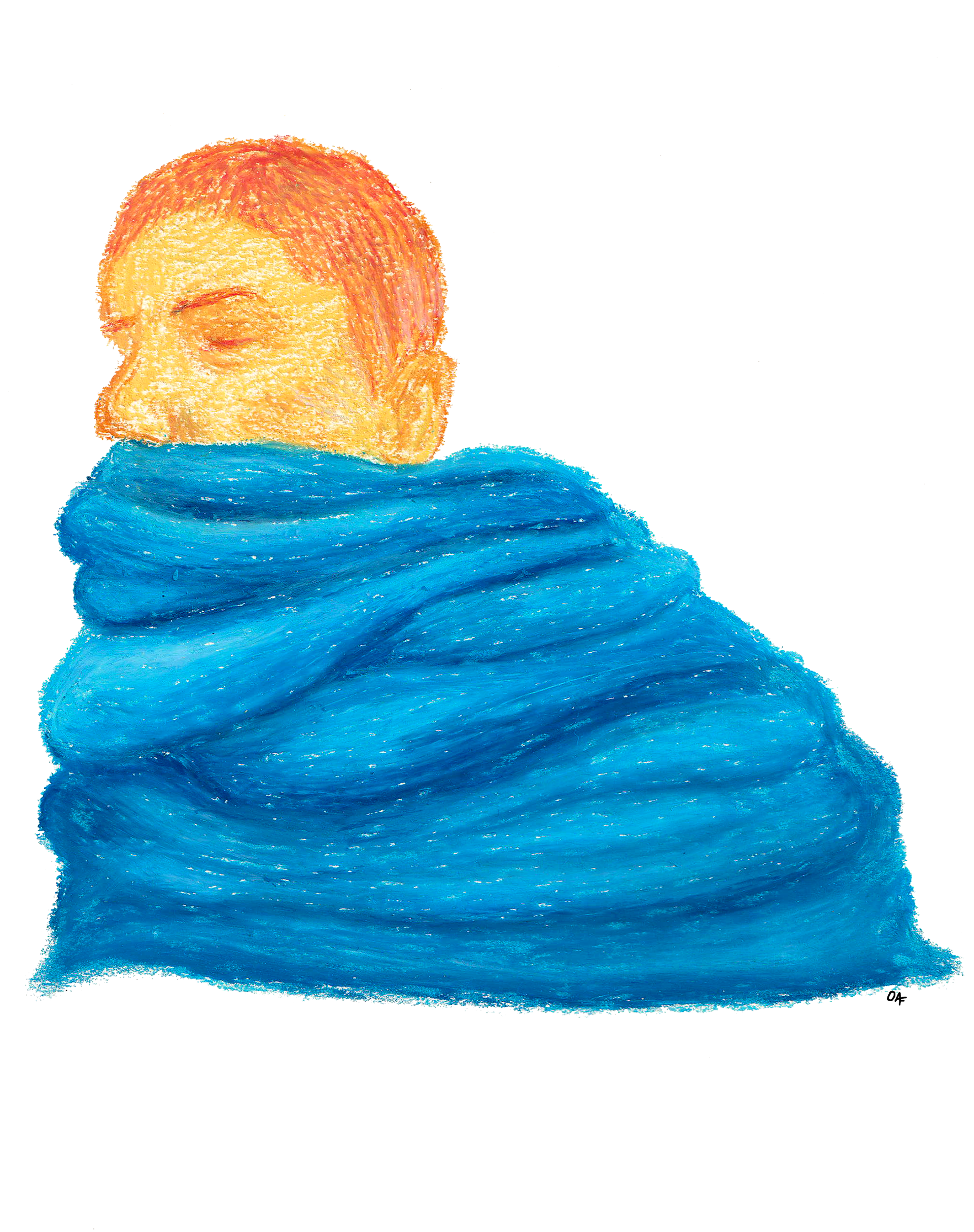 so...very...cold ; oil pastel on manila paper, 7x11.25" (2020)
