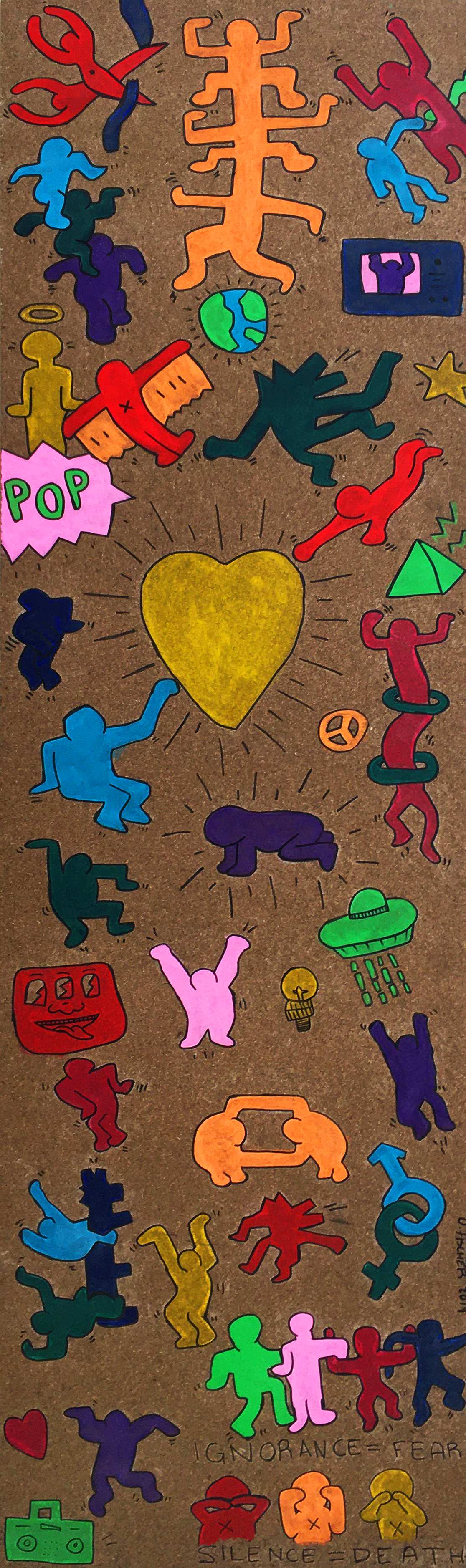 Keith ; 71x20" wooden panel, acrylic paint, paint marker