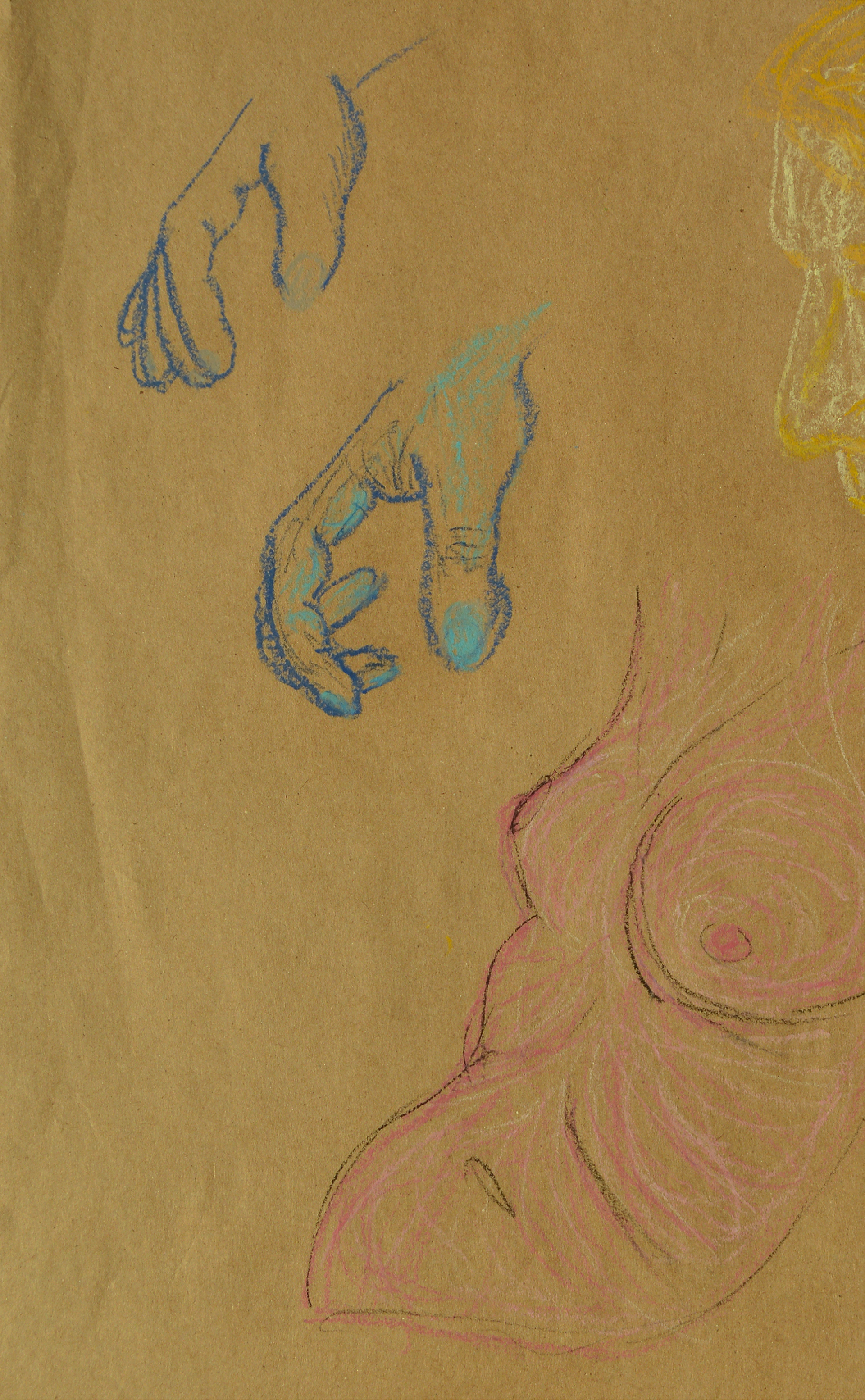 Oil Study ; 18x20.5" oil pastel on brown kraft paper (2019)