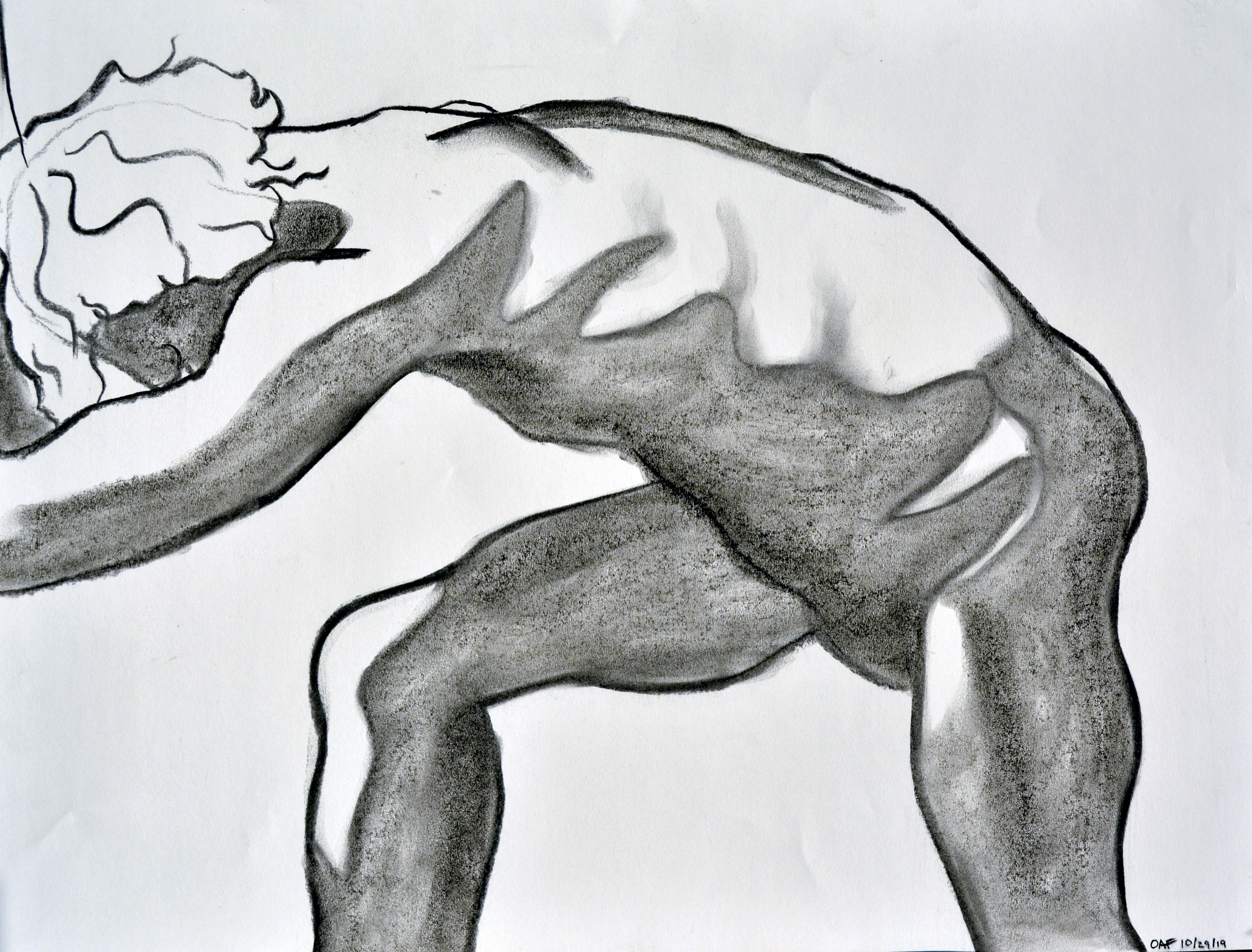 Frustration ; 18x24" vine charcoal on Strathmore drawing paper (2019)