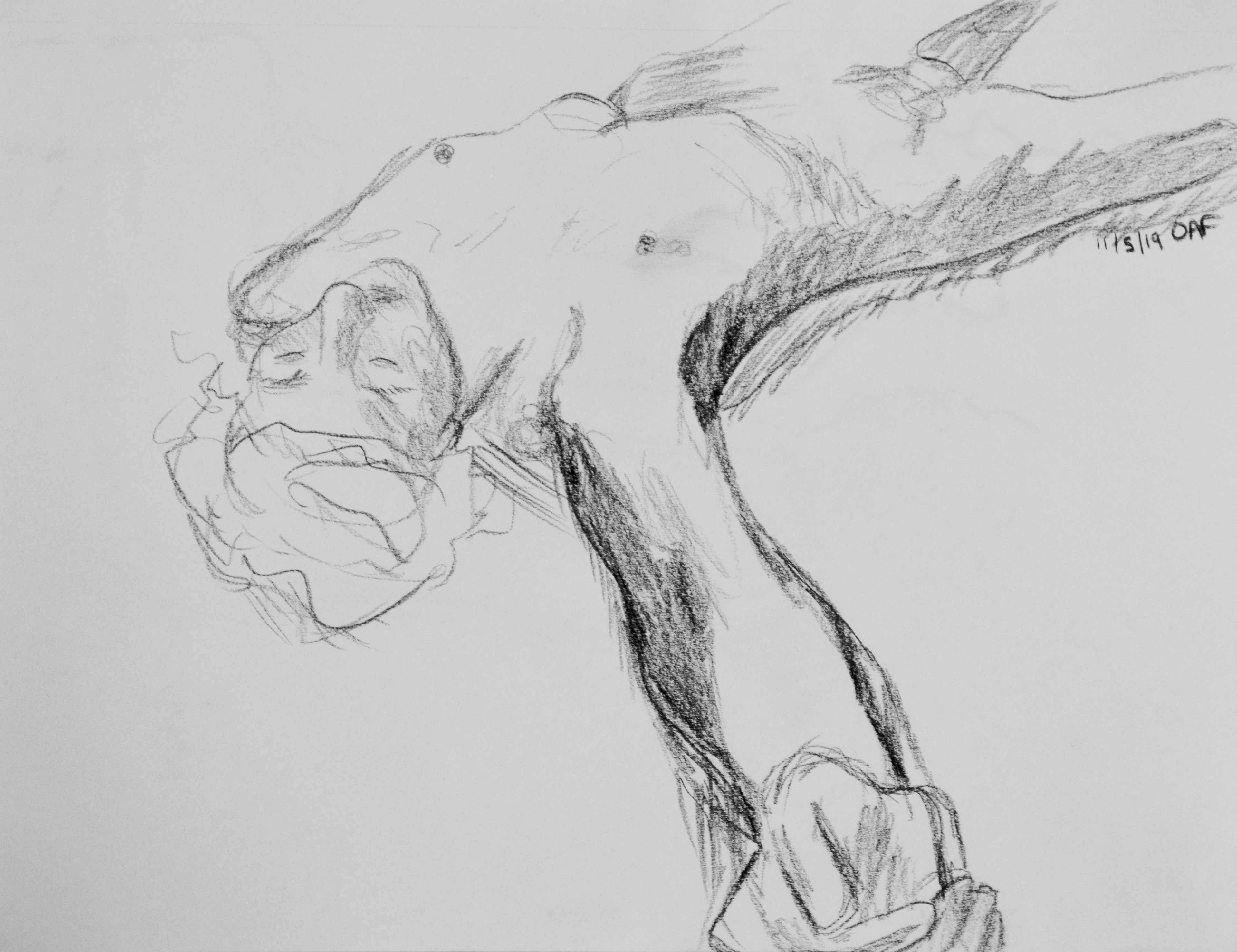 Arm Extended ; 9x12" charcoal pencil on strathmore sketchbook paper (2019)
