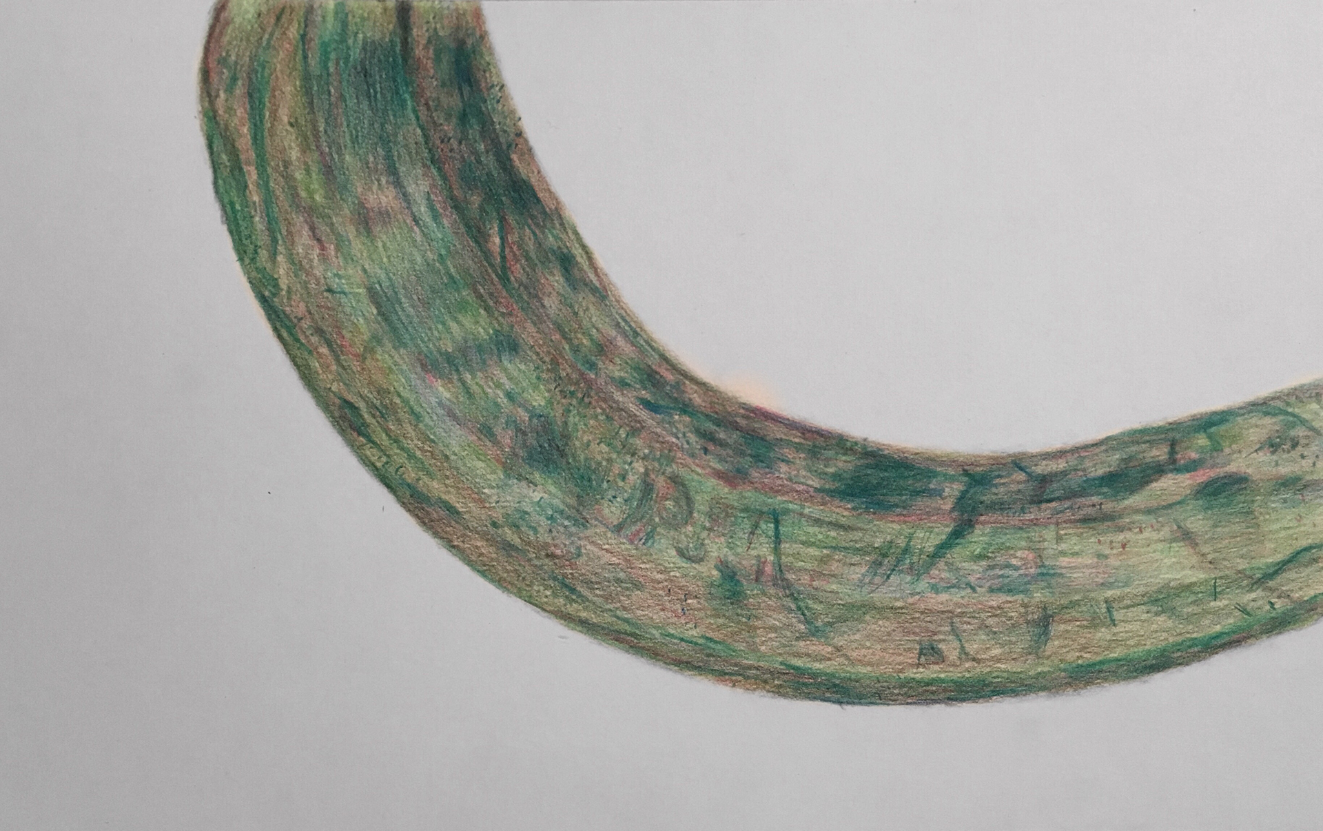Disinterested Banana ; 5.5x7" prismacolor colored pencils on bristol board (2019)