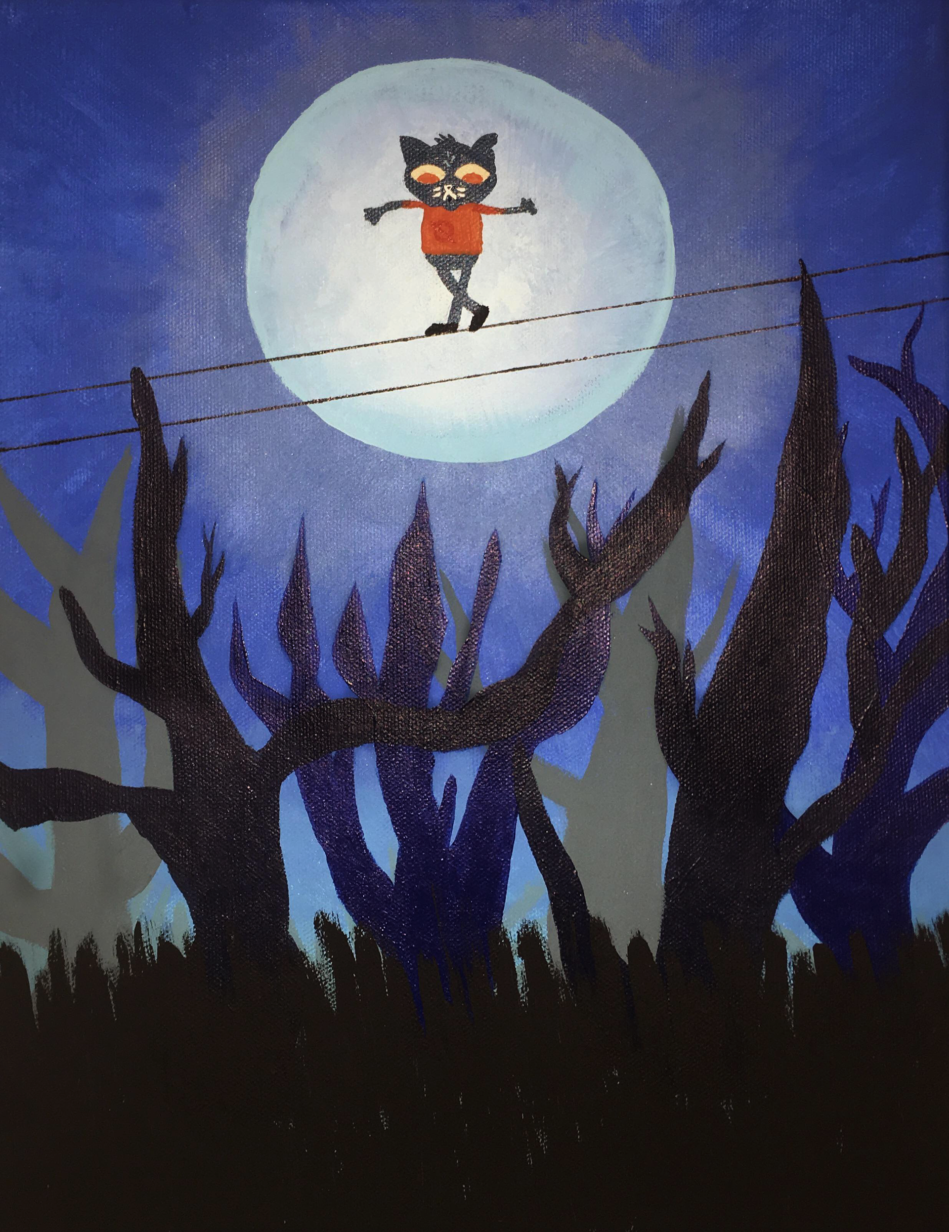 Night in the Woods ; 11x14" canvas, acrylic paint (2019)