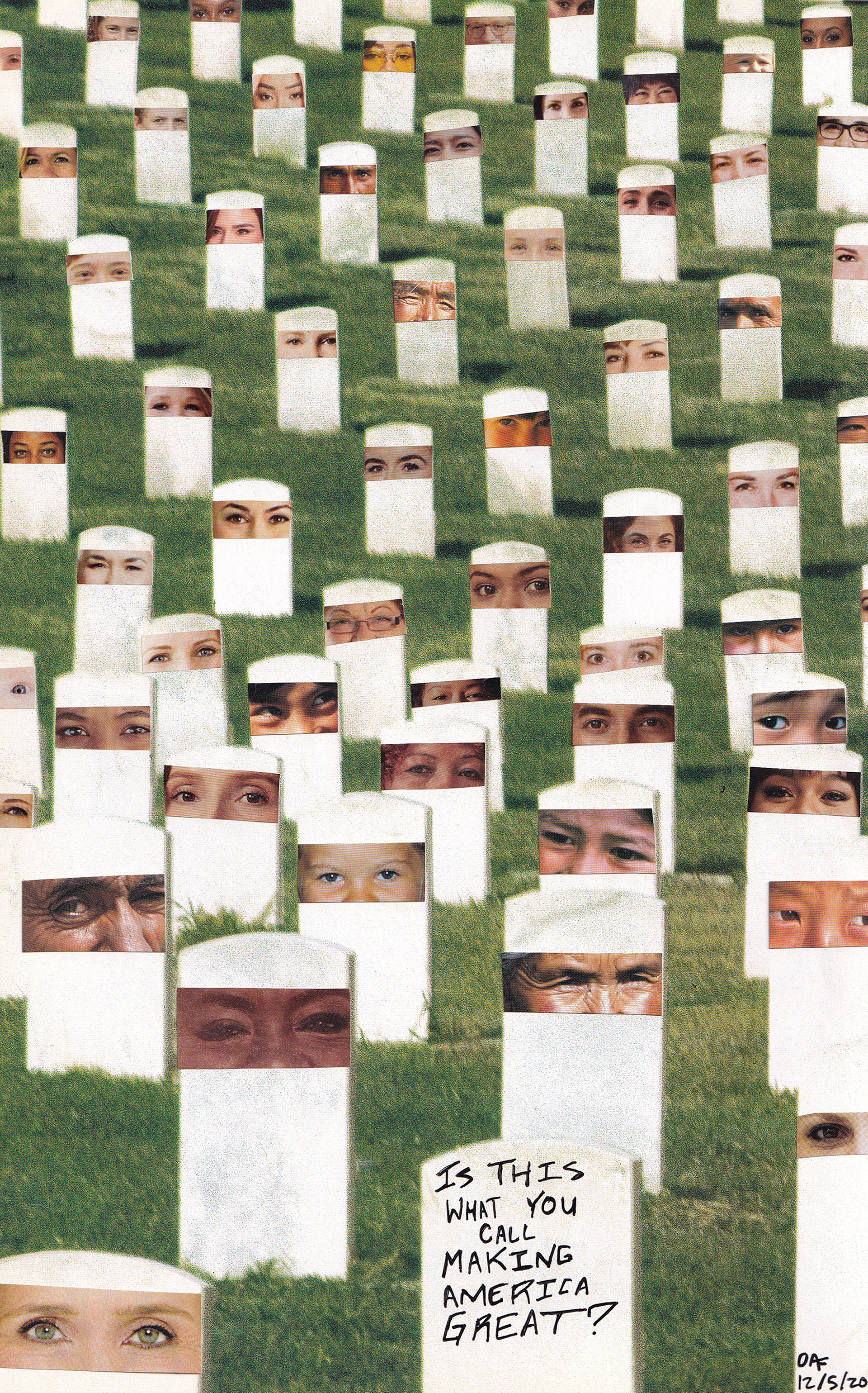 Covid Graveyard 7x11.25" collage (2020)