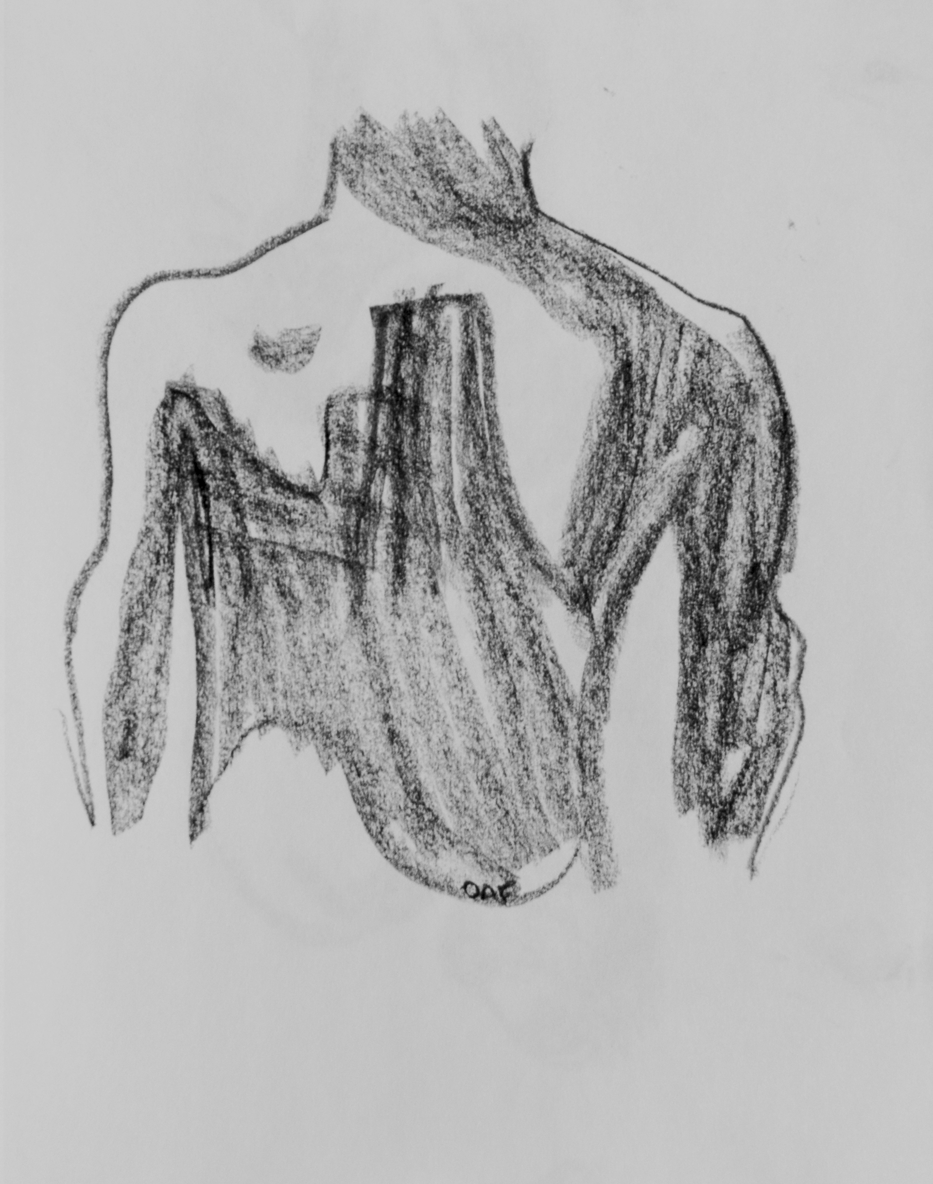Back Shadows ; 9x12" vine charcoal on strathmore sketchbook paper (2019)