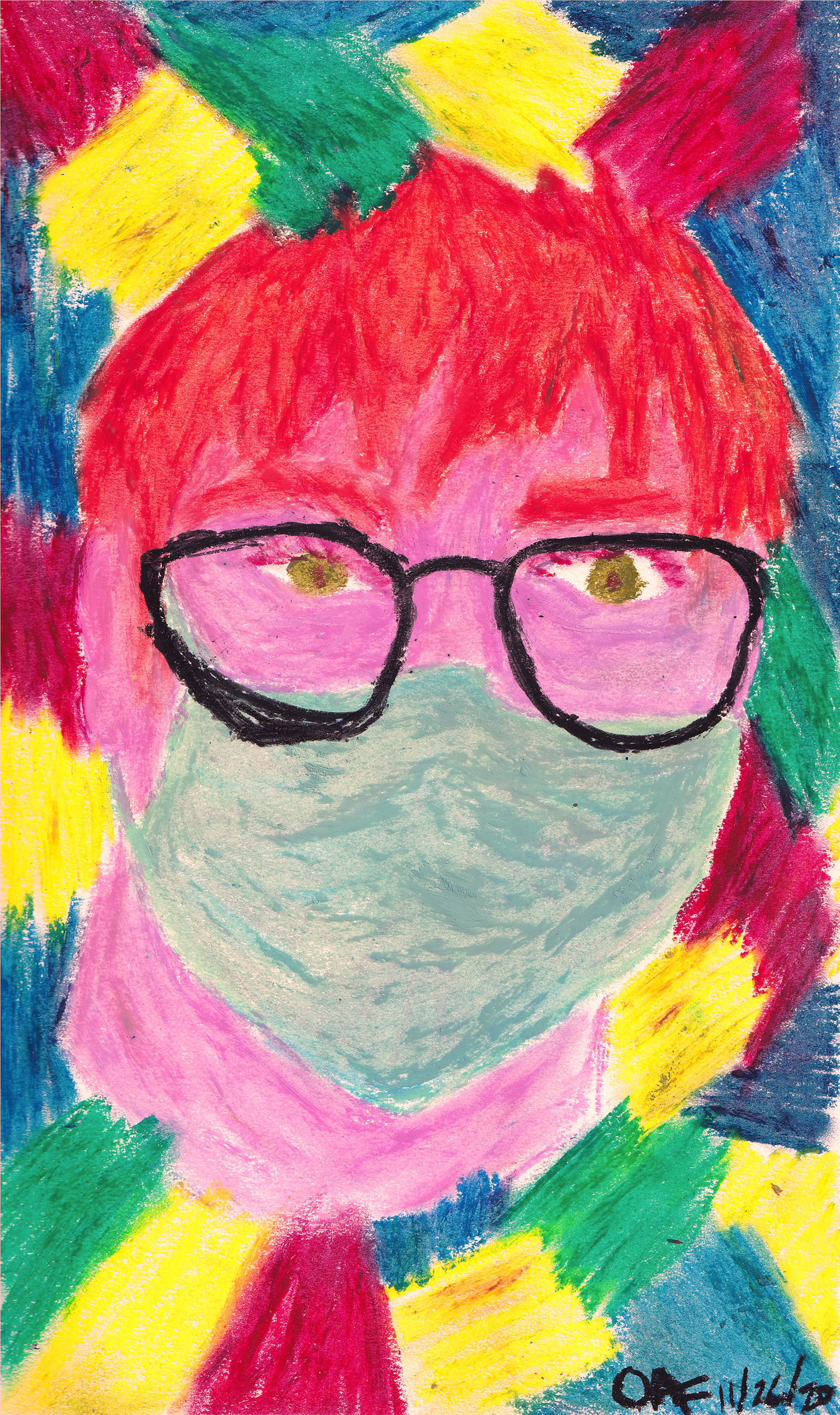 2020 me ; oil pastel on manila paper, 7x11.25" (2020)