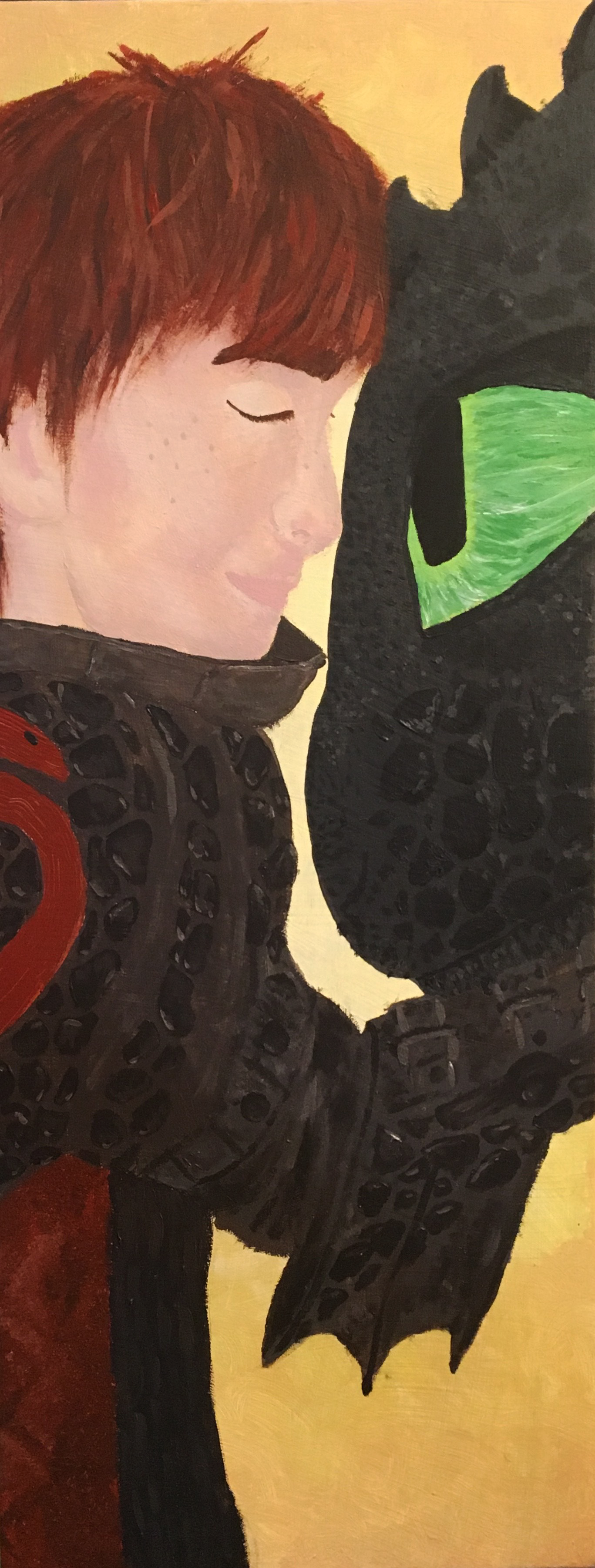 Toothless and Hiccup ; 8x24" canvas, Acrylic paint (2019)