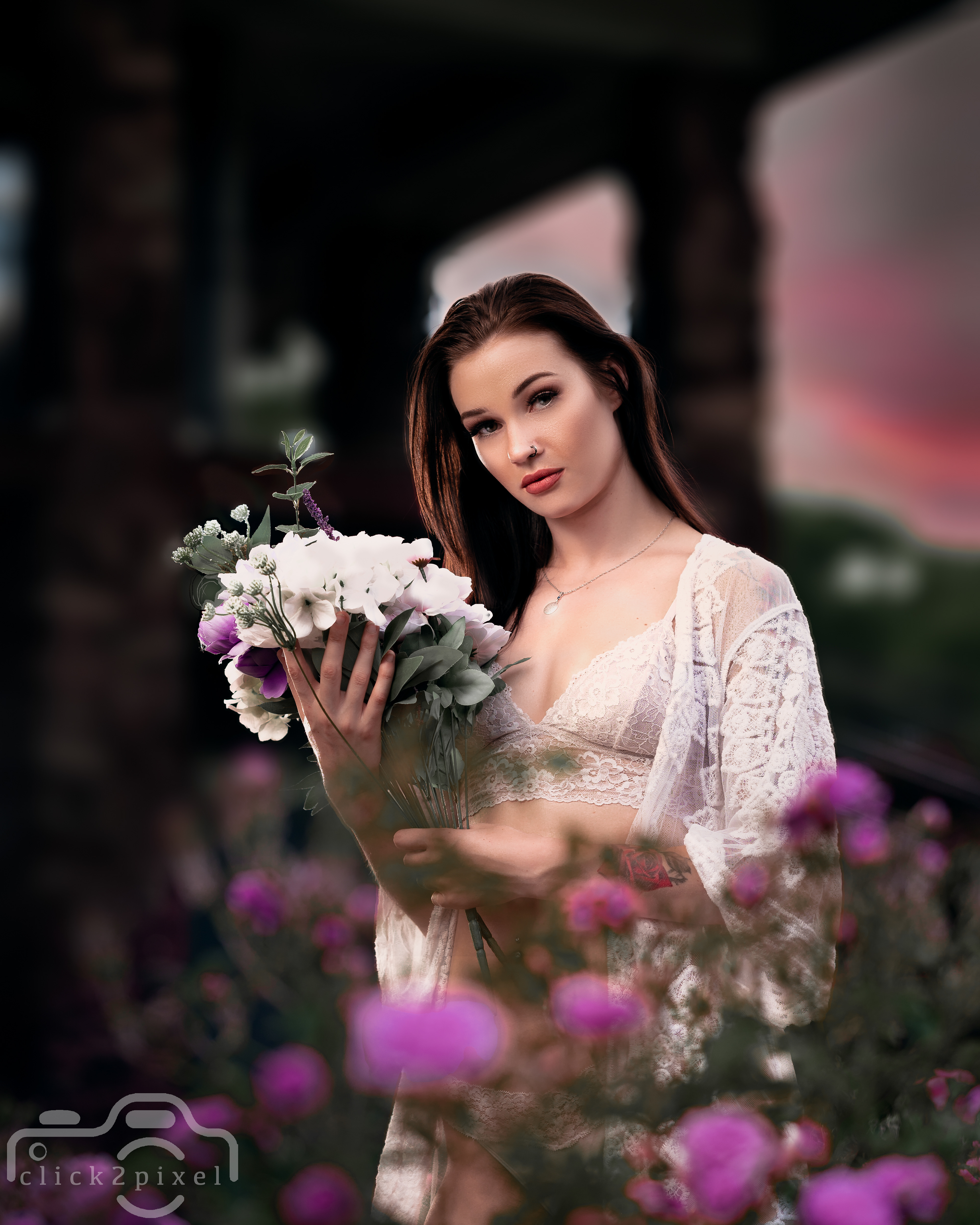 A creative Boudoir portrait of Ash in the park