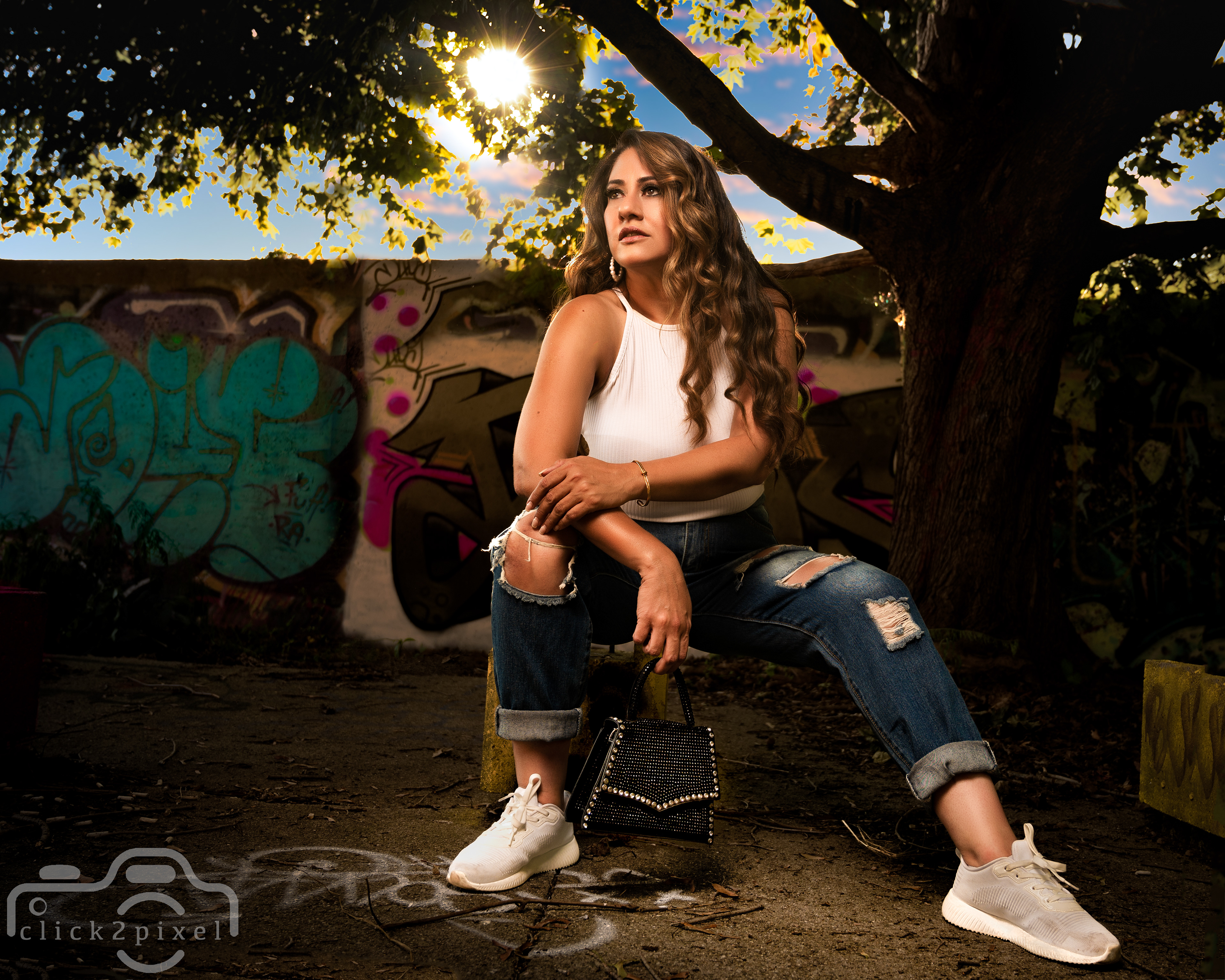 A stunning fashion portrait of Sonya during the golden hour