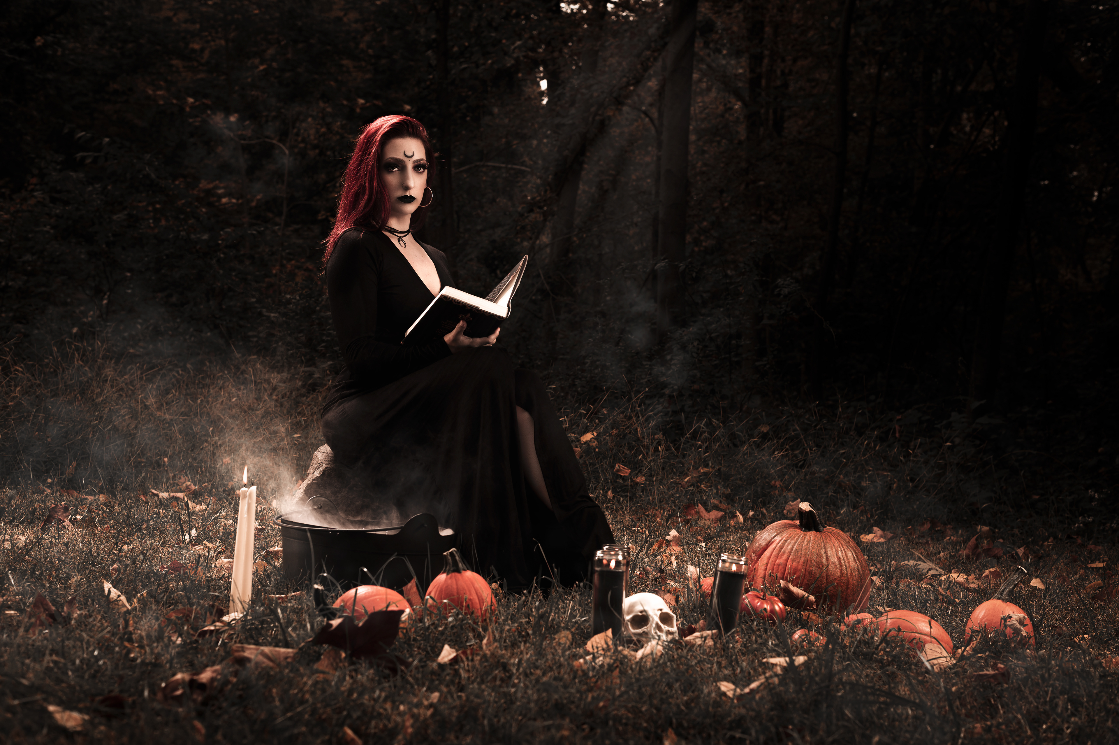 Portrait photo of Barbie as a witch for Halloween 