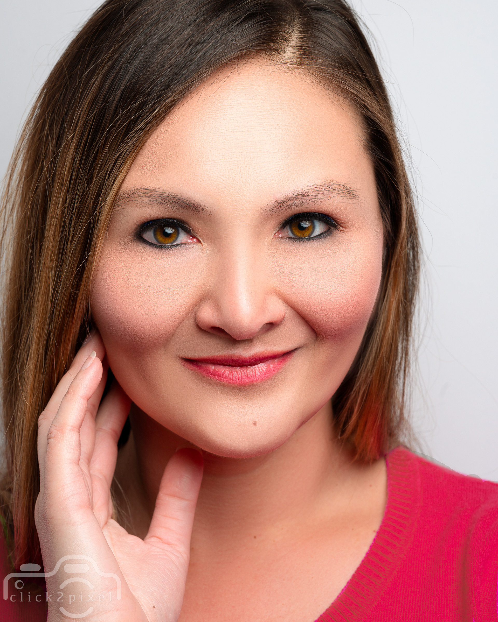 A beauty portrait of Catherine taken in a studio