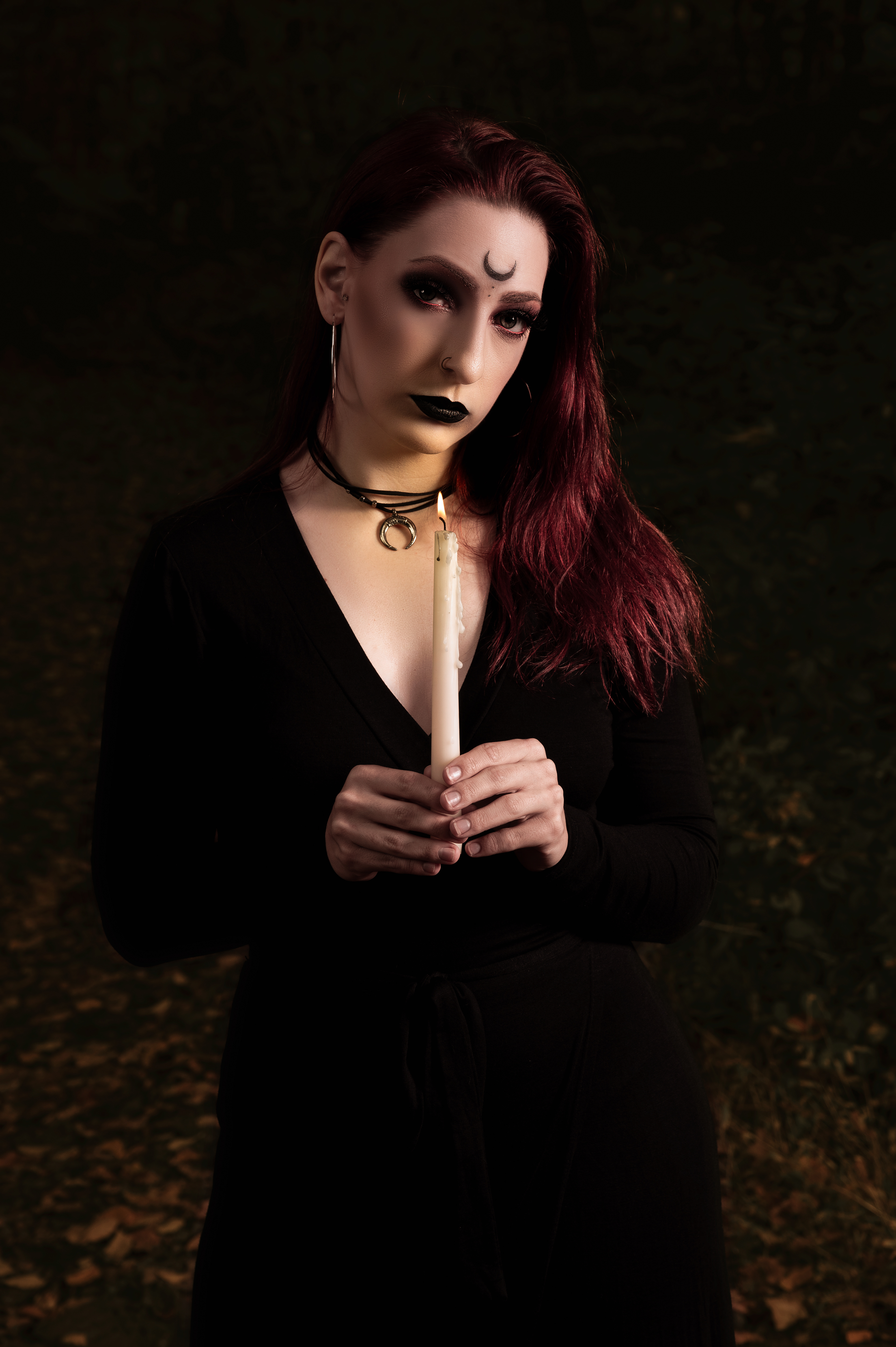 Portrait photo of Barbie as a witch for Halloween 