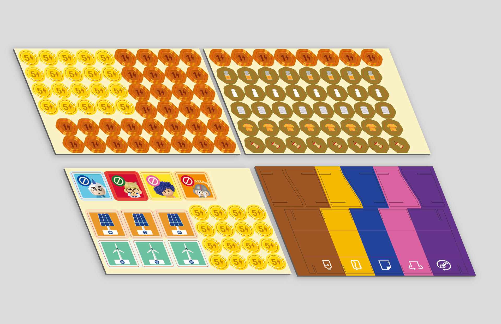 Materials card for coin, trash box...