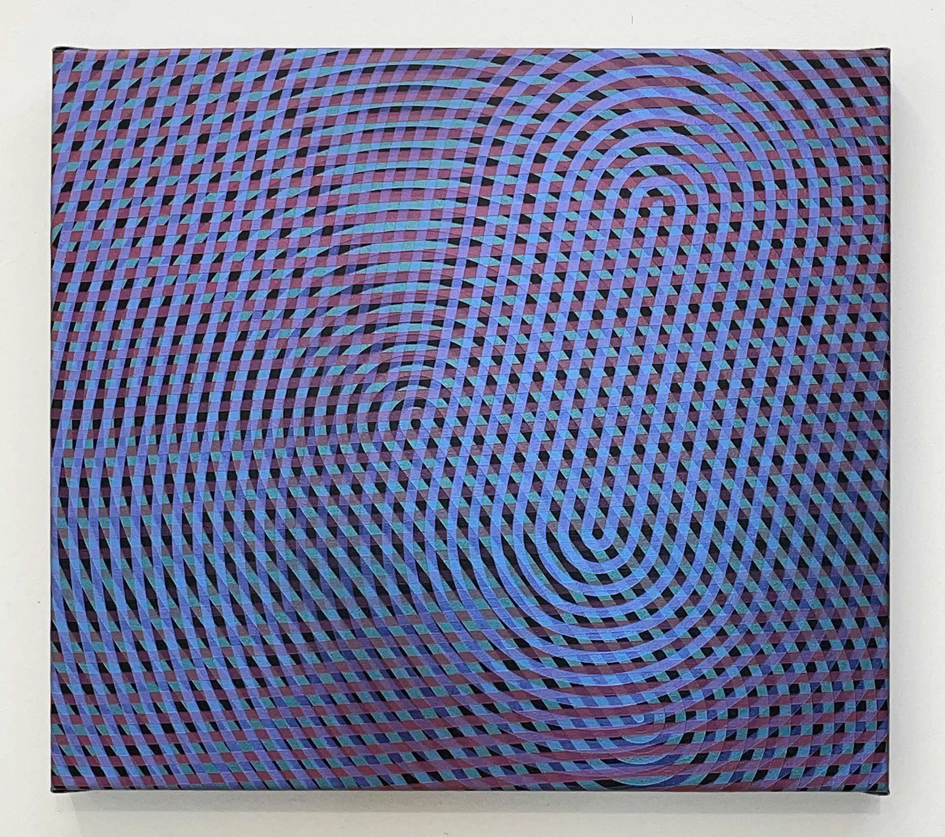 répétitive 58 (radiale) - acryliques iridescentes sur toile - 45 x 50 cm - 2023