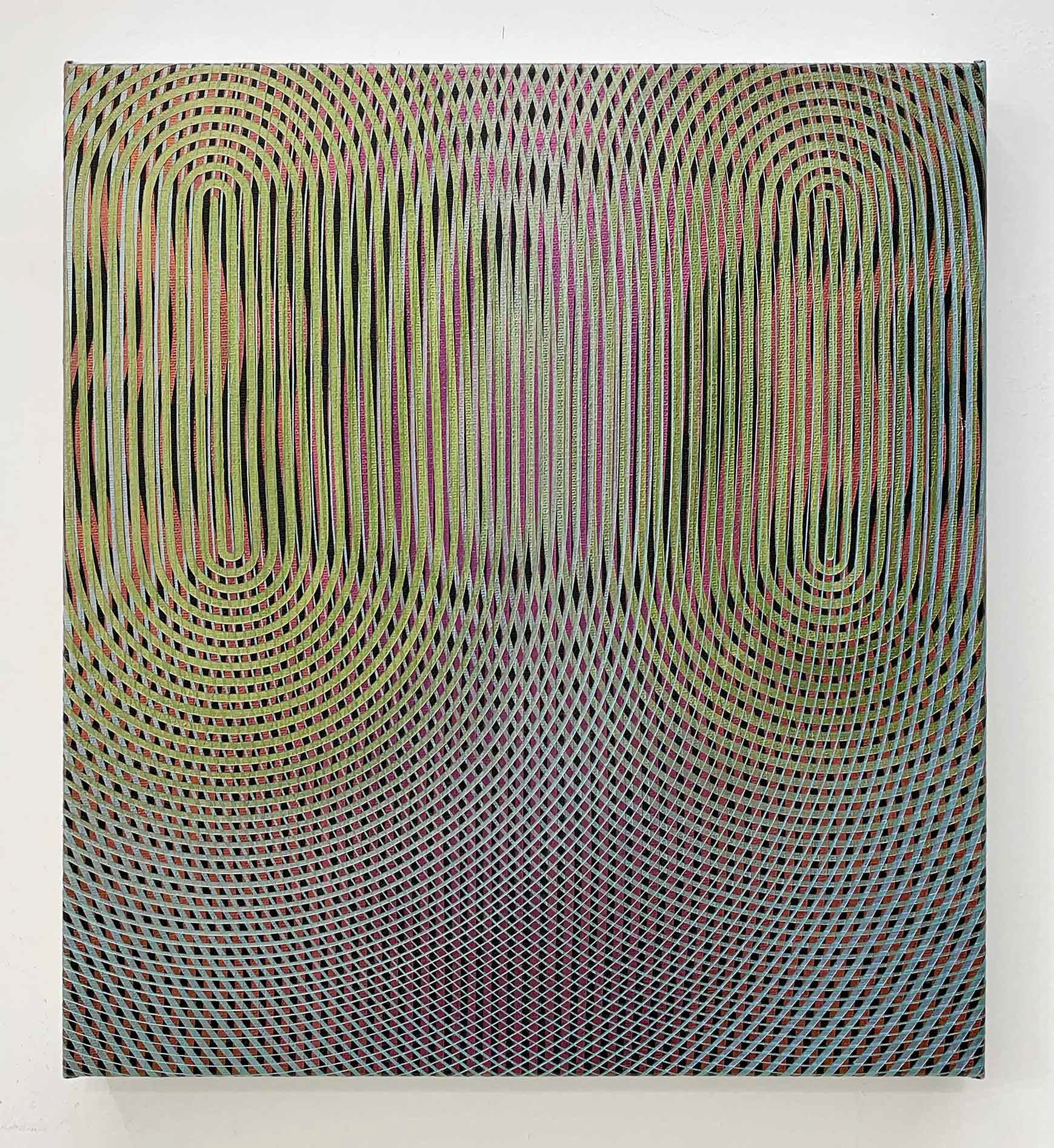 dissymétrique 4 - acryliques iridescentes sur toile - 41 x37 cm - 2024