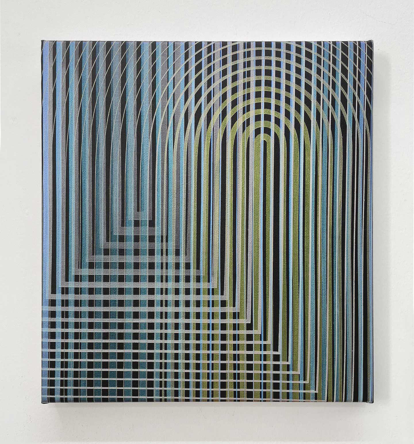 diffraction 9 - acryliques et acryliques iridescentes - 33 x 30 cm - 2025