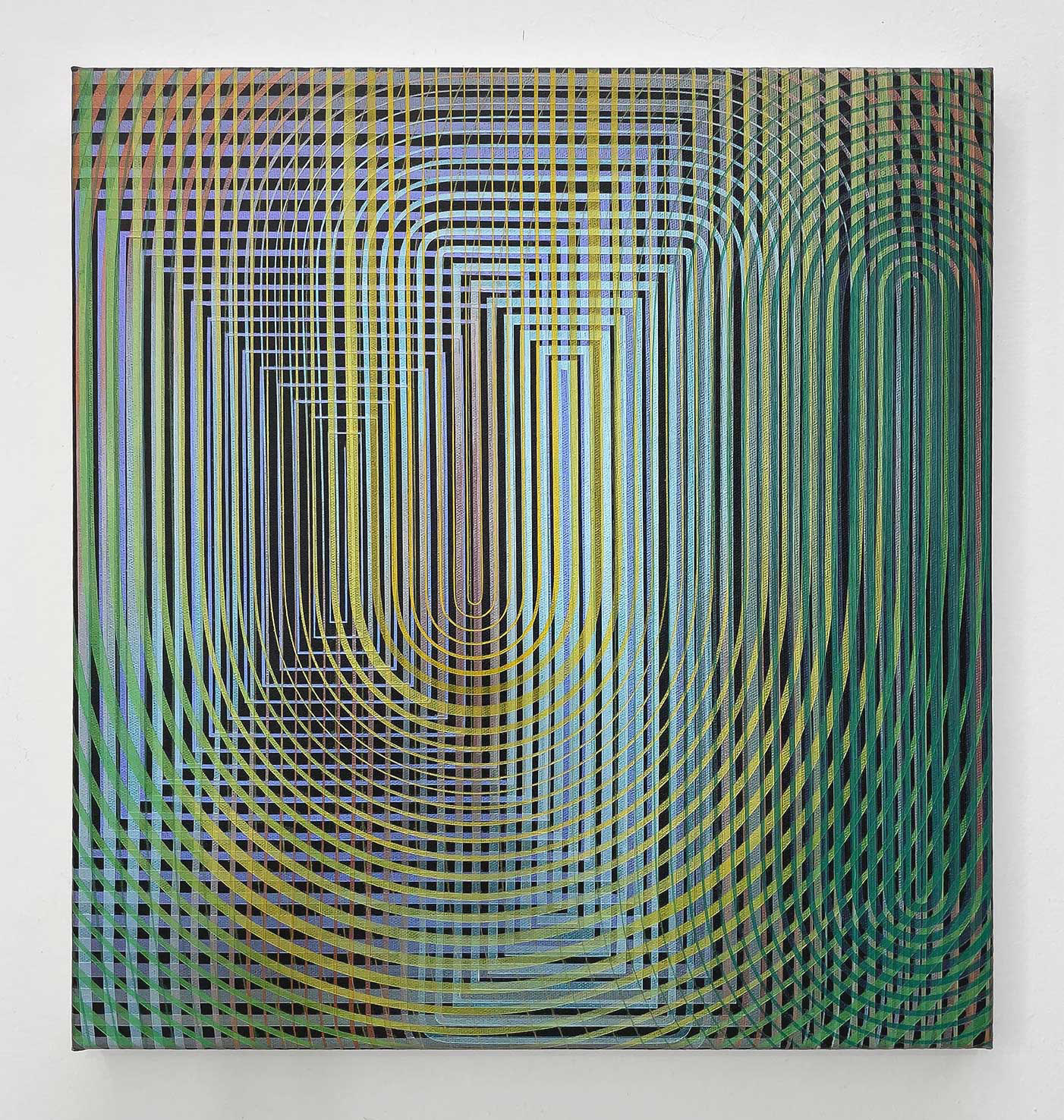 diffraction 10 - acryliques et acryliques iridescentes sur toile - 50 x 45 cm - 2025