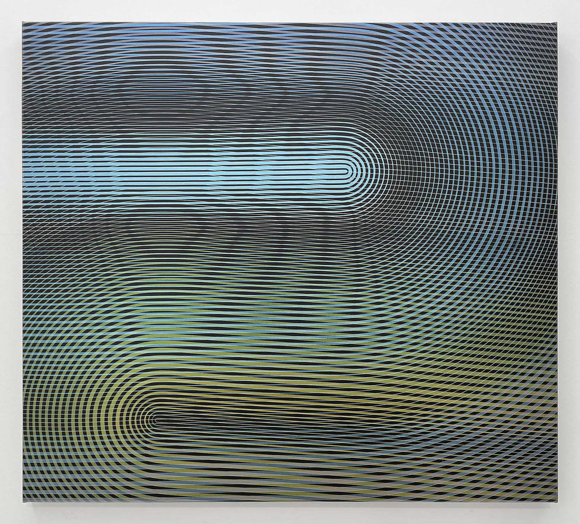 répétitive 55 (sinuosïdale) - acryliques iridescentes sur toile - 90 x 100 cm - 2023 - collection particulière